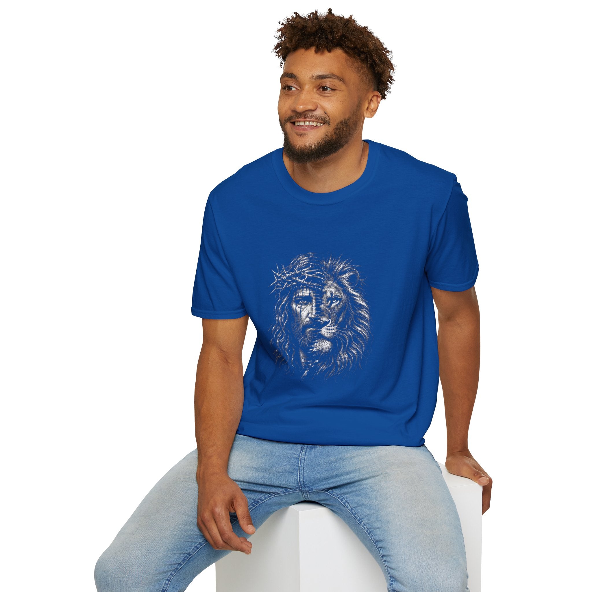 Lion of Judah T-Shirt — Crown of Thorns Half-Face Lion Christian Graphic Tee