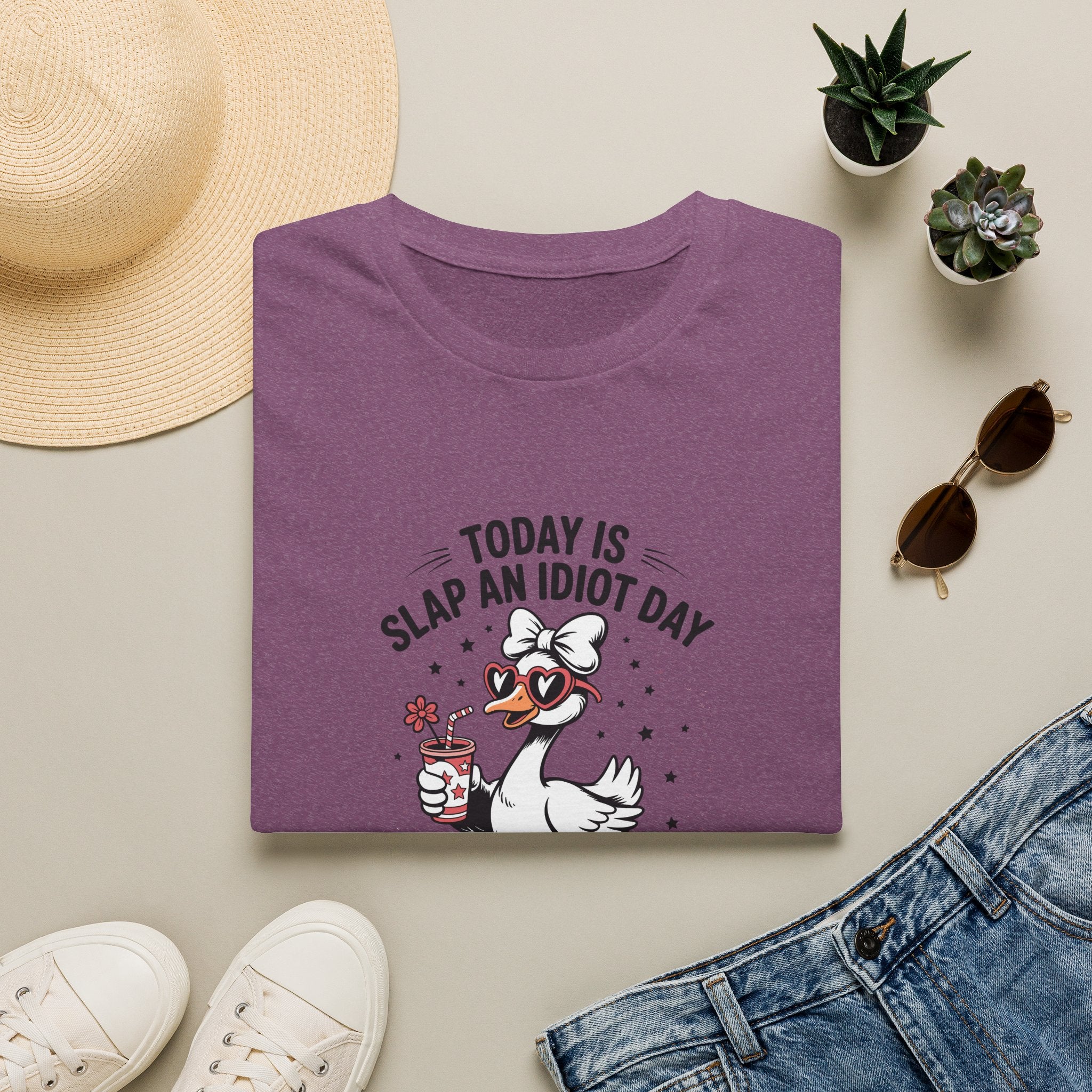 Today Is Slap An Idiot Day Duck T-Shirt — Funny Sarcastic Gift for Her Graphic Tee