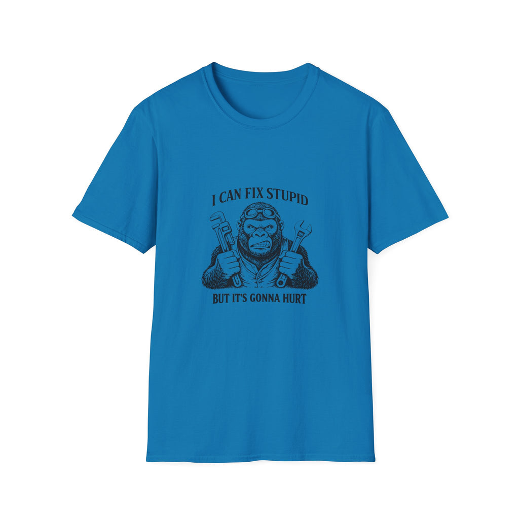 I Can Fix Stupid T-Shirt — Funny Mechanic Gift for Him Monkey Graphic Tee