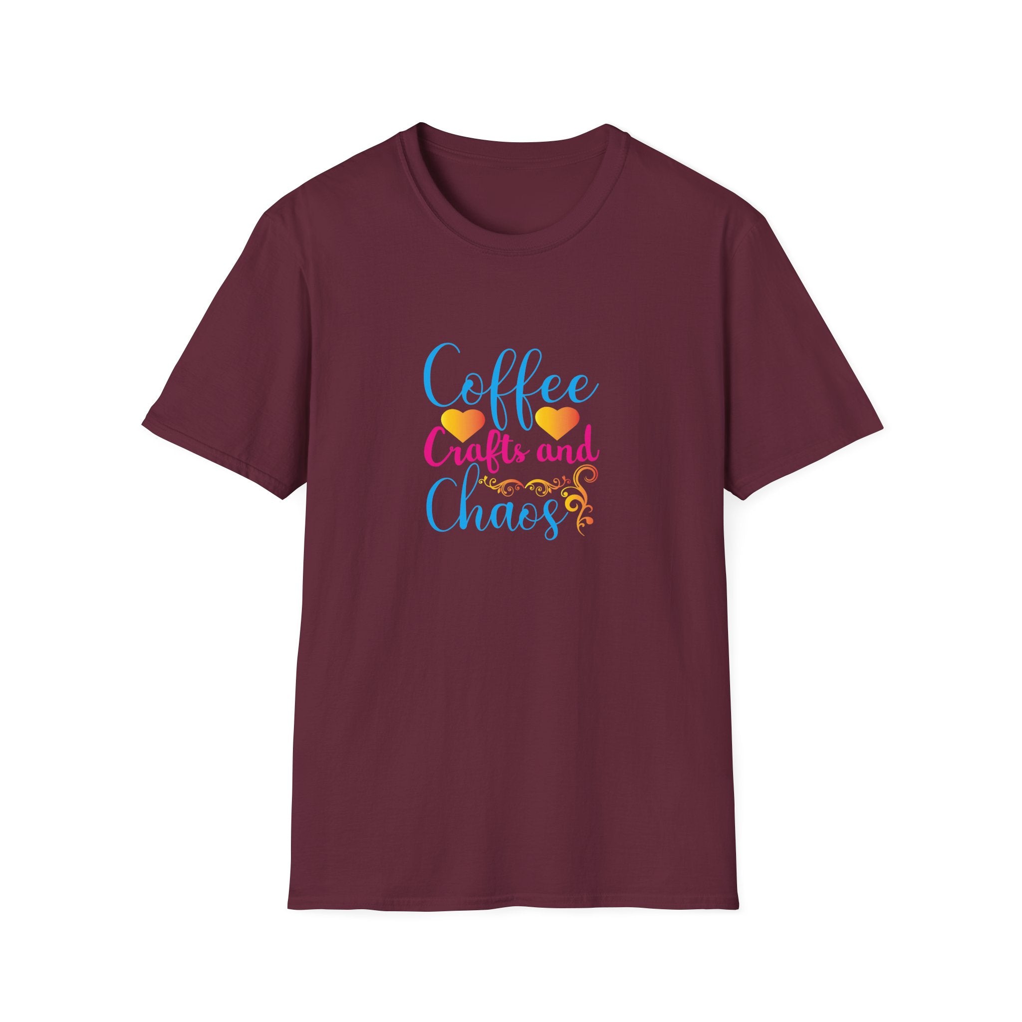 Coffee Crafts and Chaos T-Shirt — Funny Gift for Crafty Women Sarcastic Graphic Tee