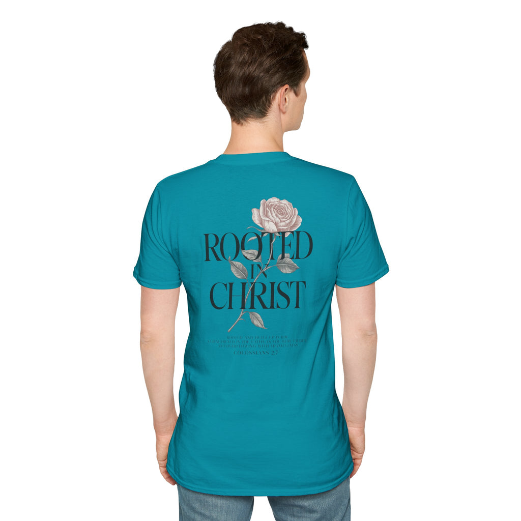 Rooted in Christ Floral T-Shirt — Christian Gift for Women Faith Graphic Tee