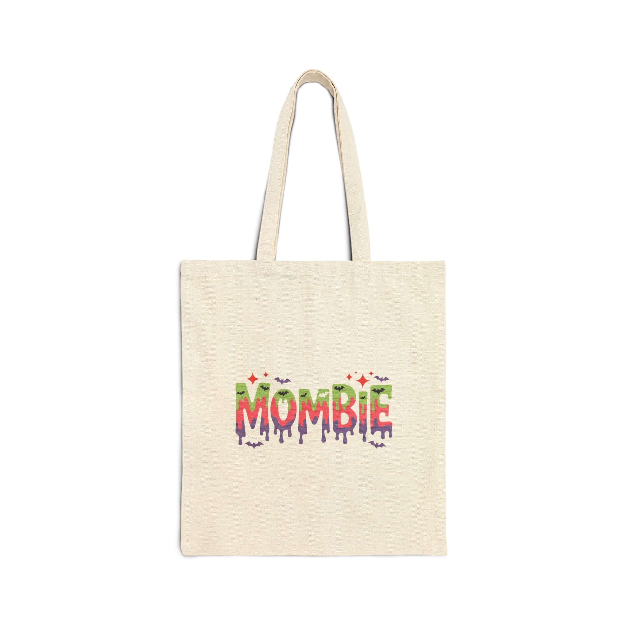Mombie Canvas Tote Bag — Funny Zombie Mom Halloween Gift for Her Grocery Shopper