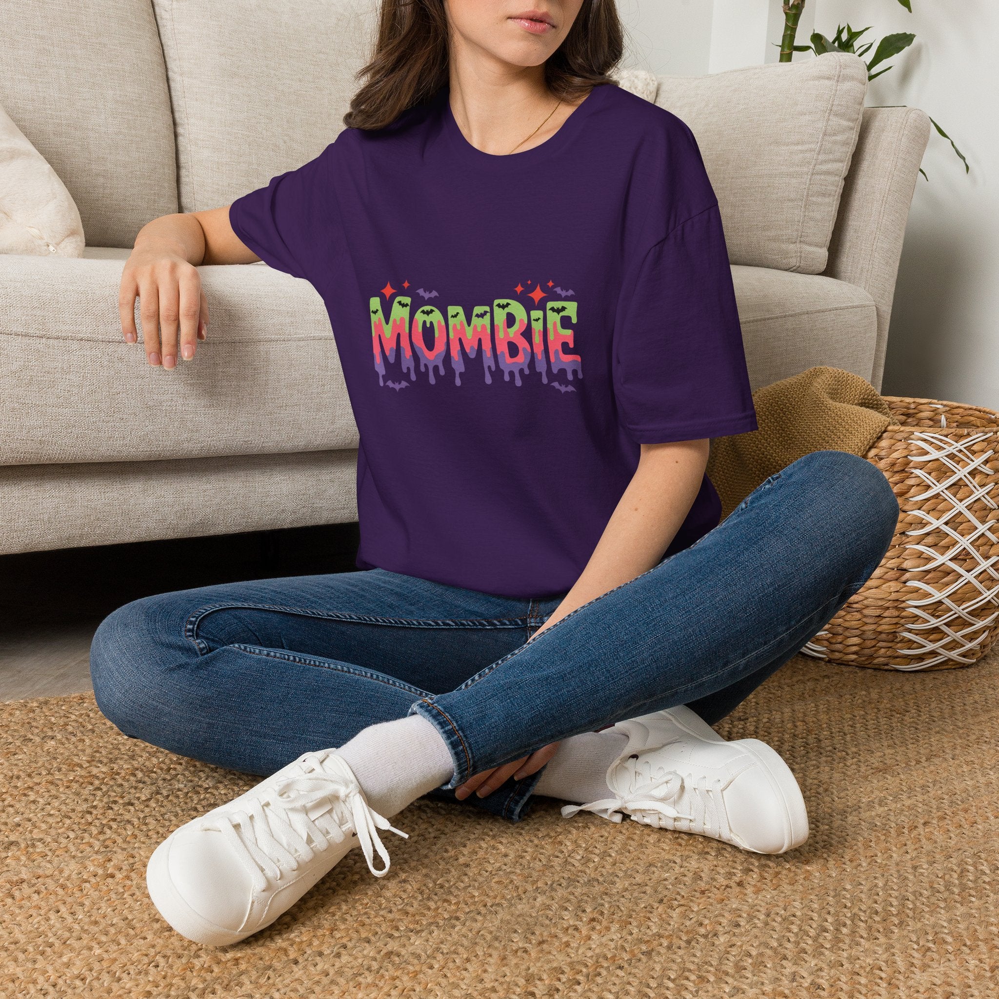 Mombie Halloween T-Shirt — Funny Zombie Mom Gift for Her Neon Graphic Tee