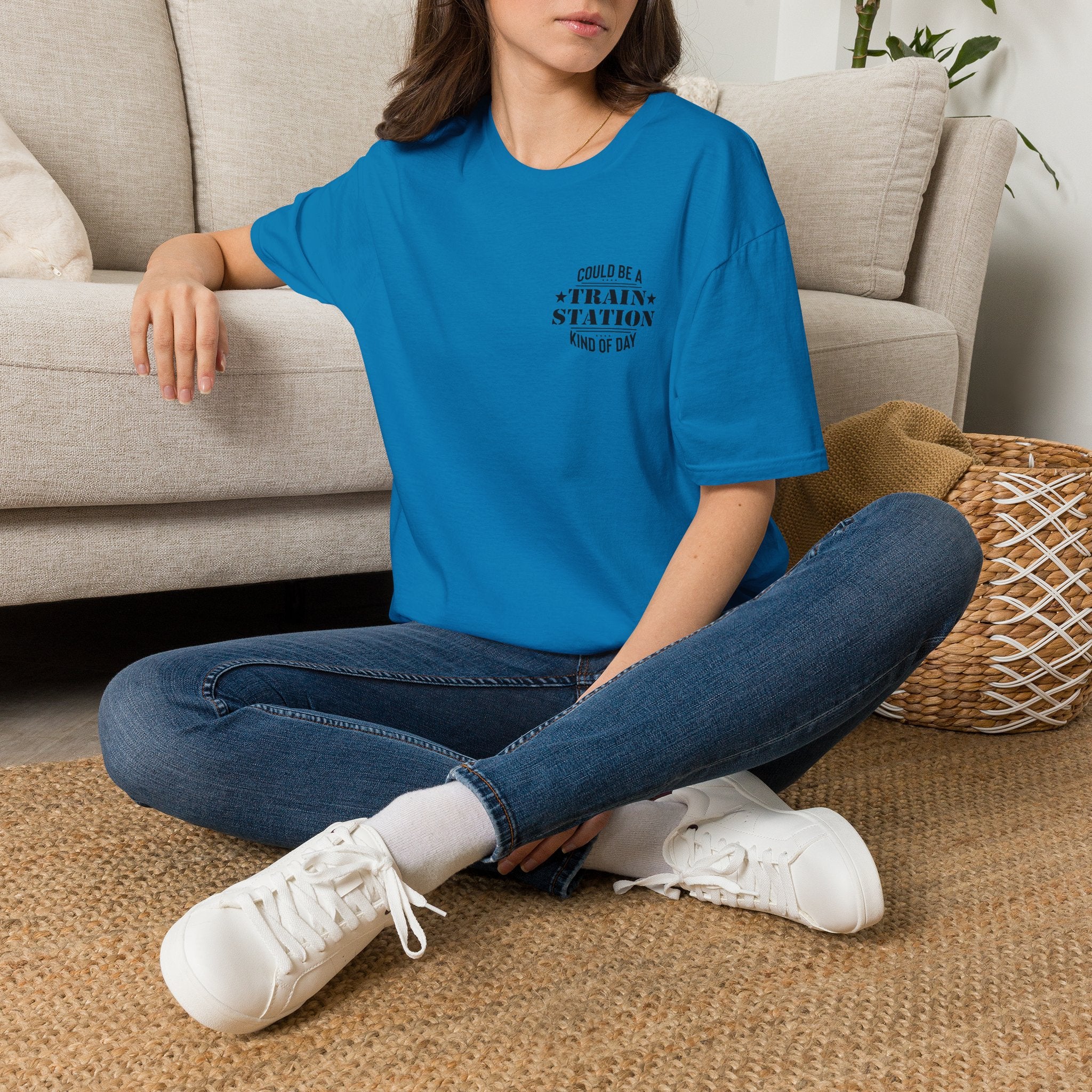 Could Be a Train Station Kind of Day T-Shirt — Funny Sarcastic Gift for Her Pocket Tee
