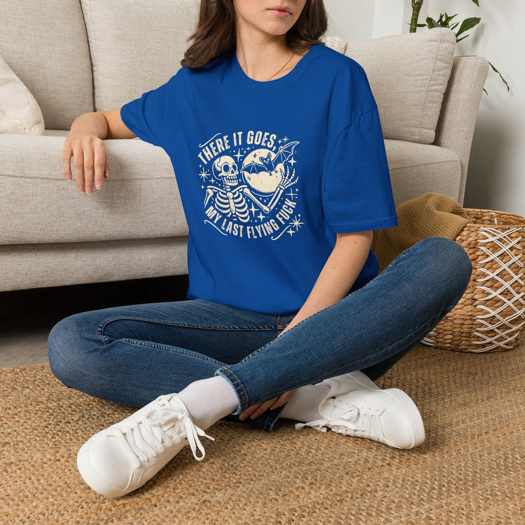 There It Goes Skull Moon & Bat T-Shirt — Cute Halloween Gift for Women Graphic Tee