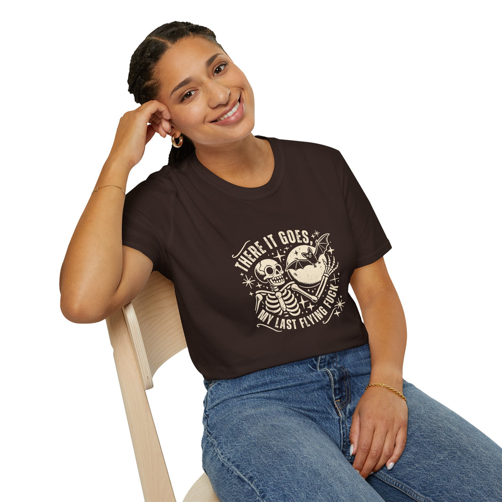 There It Goes Skull Moon & Bat T-Shirt — Cute Halloween Gift for Women Graphic Tee