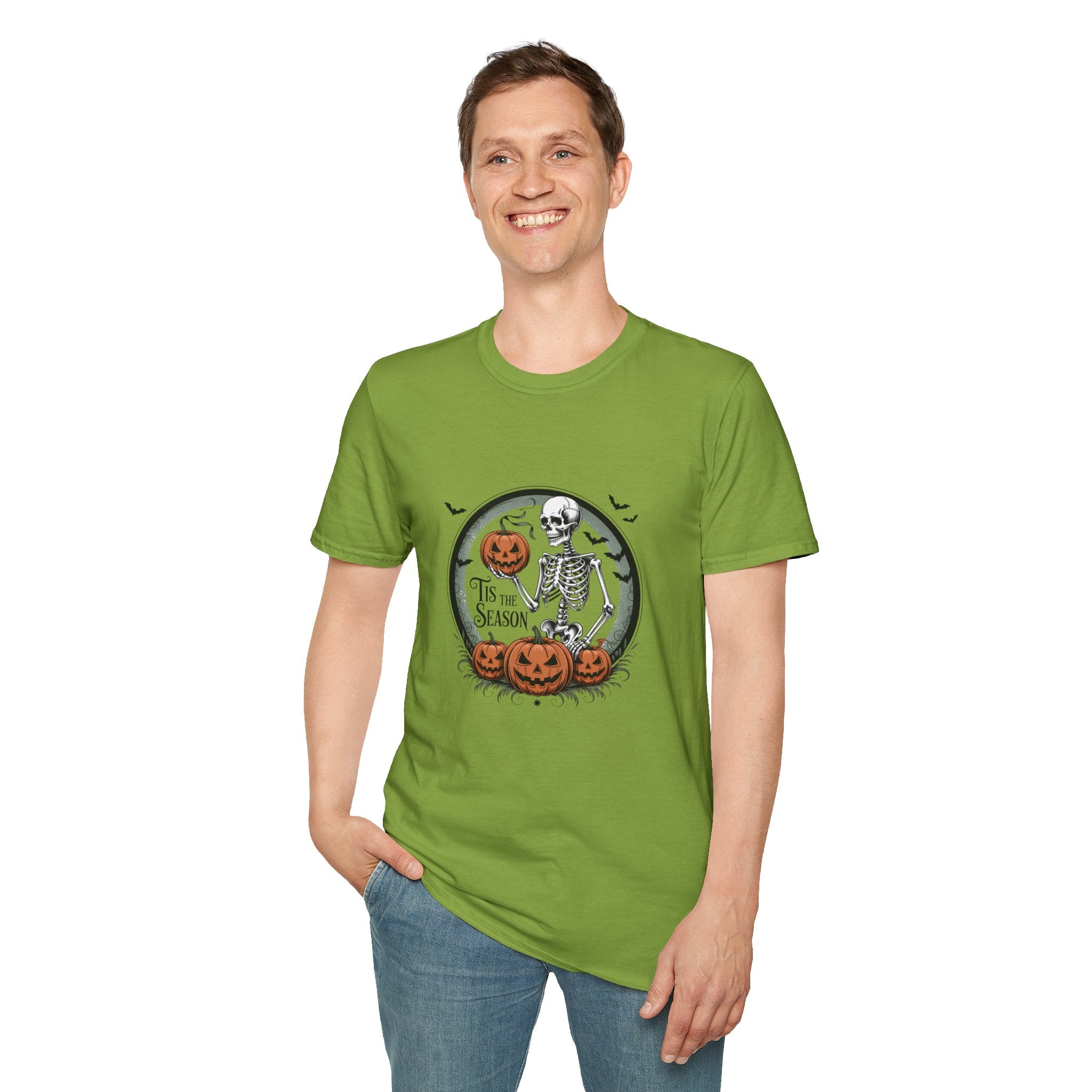 Tis the Season Skeleton Pumpkin T-Shirt — Funny Halloween Gift for Women Graphic Tee