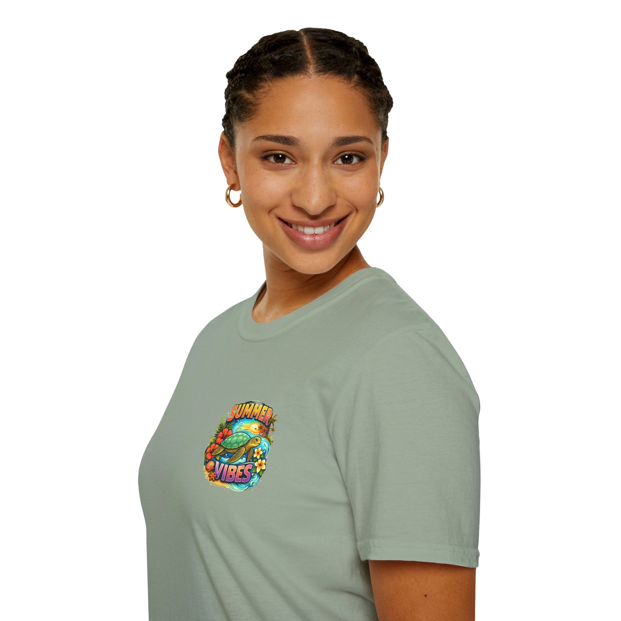 Summer Vibes Sea Turtle T-Shirt — Cute Beach Gift for Women Surf Floral Graphic Tee