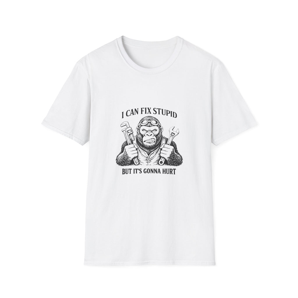 I Can Fix Stupid T-Shirt — Funny Mechanic Gift for Him Monkey Graphic Tee