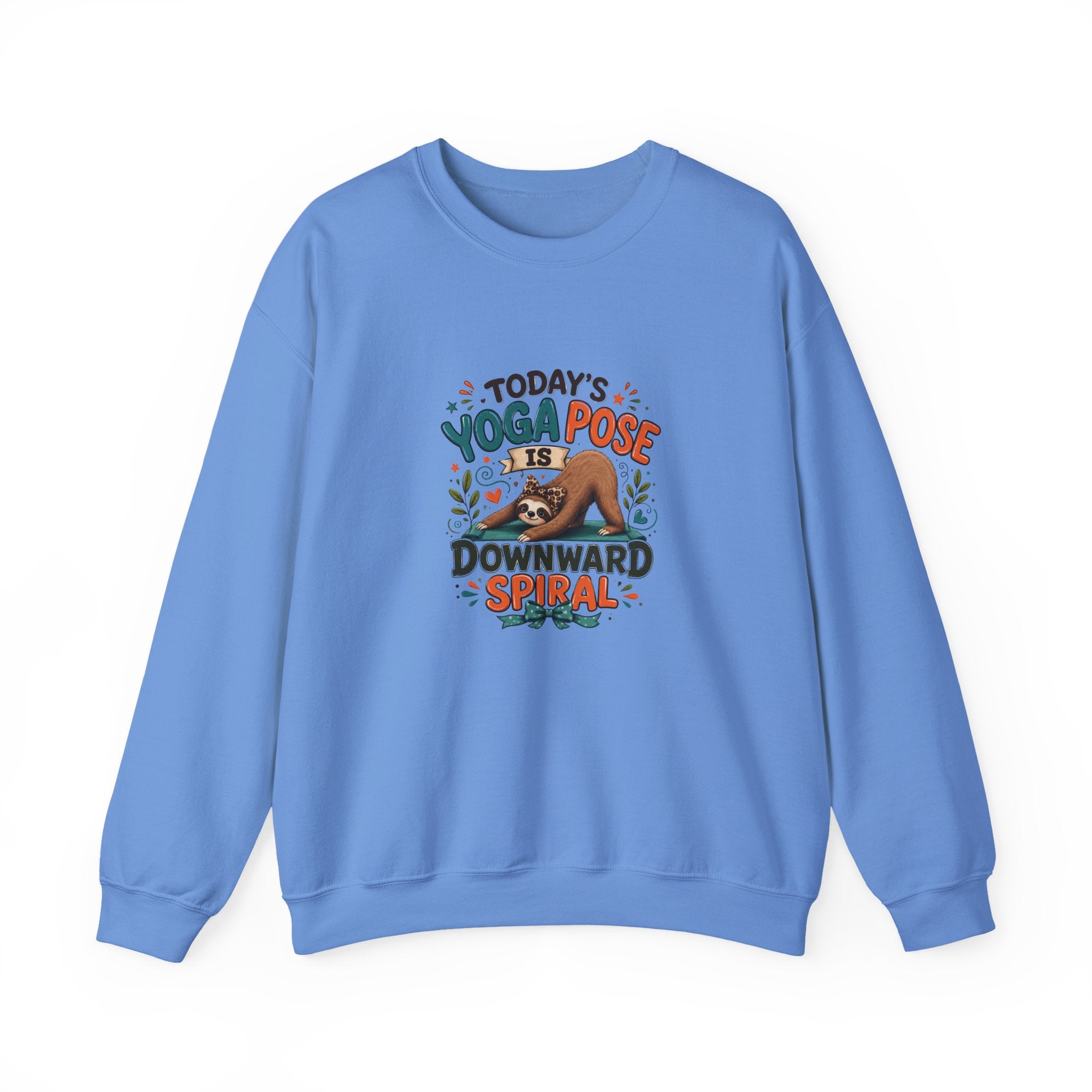 Downward Spiral Sloth Sweatshirt — Funny Lazy Gift for Her Yoga Pose Crewneck