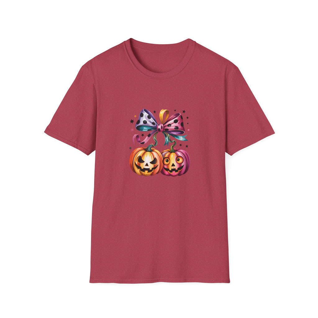 Halloween Pumpkin Bow T-Shirt — Cute Colorful Gift for Women Jack-O'-Lantern Tee