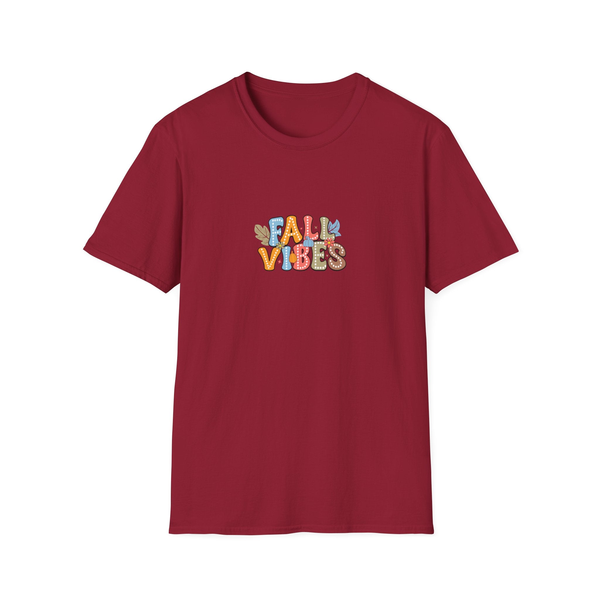 Fall Vibes Colorful Autumn T-Shirt — Cute Fall Gift for Women Graphic Tee