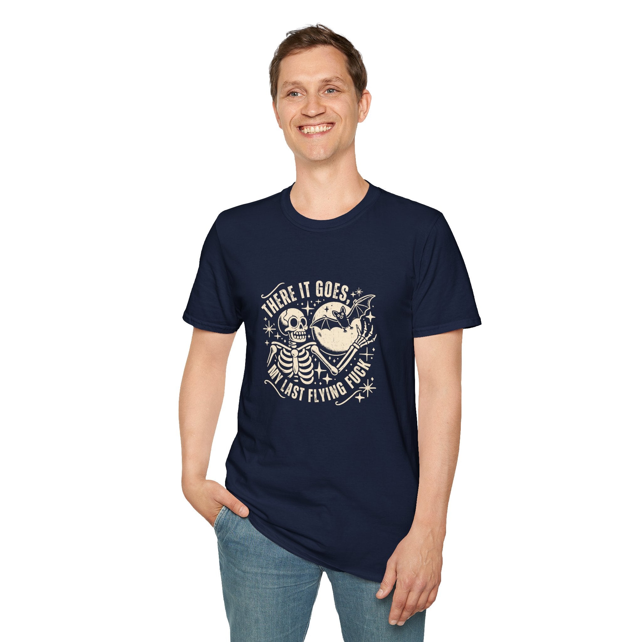 There It Goes Skull Moon & Bat T-Shirt — Cute Halloween Gift for Women Graphic Tee