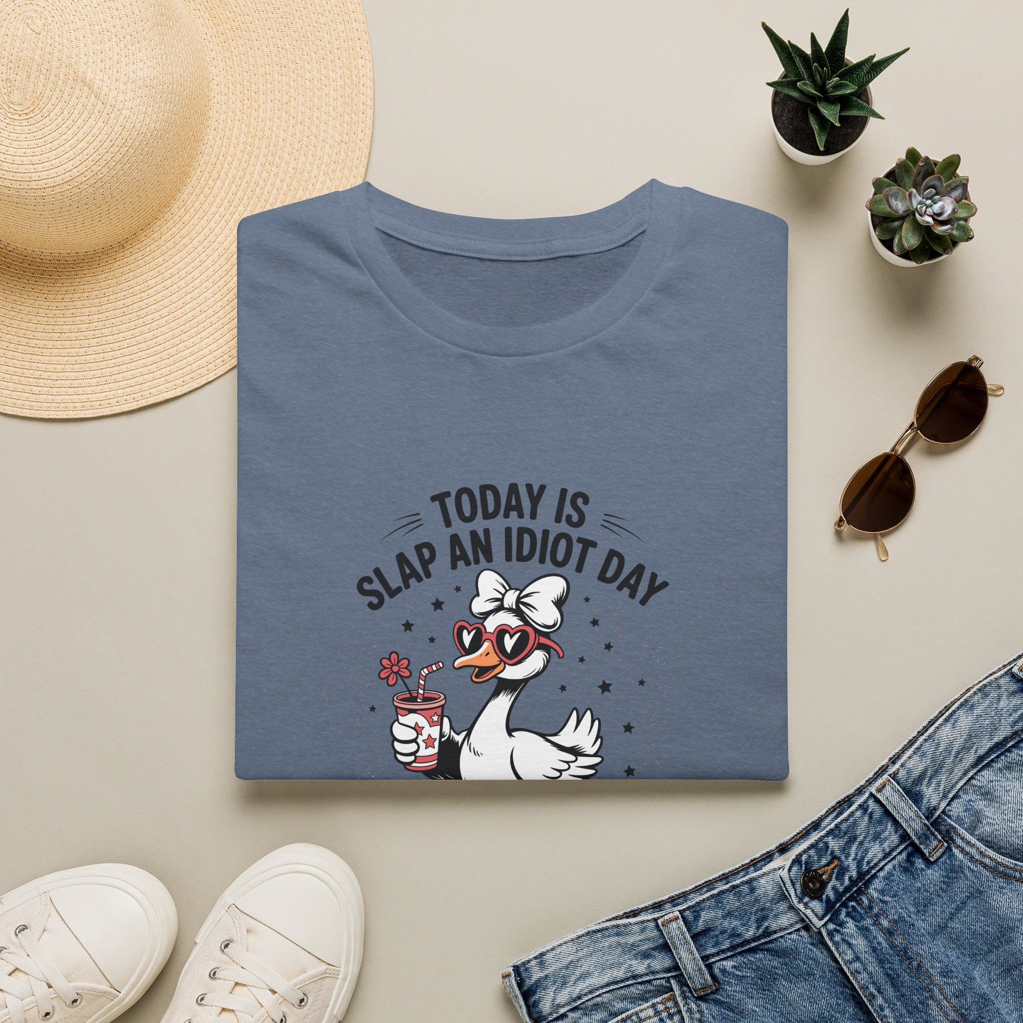 Today Is Slap An Idiot Day Duck T-Shirt — Funny Sarcastic Gift for Her Graphic Tee