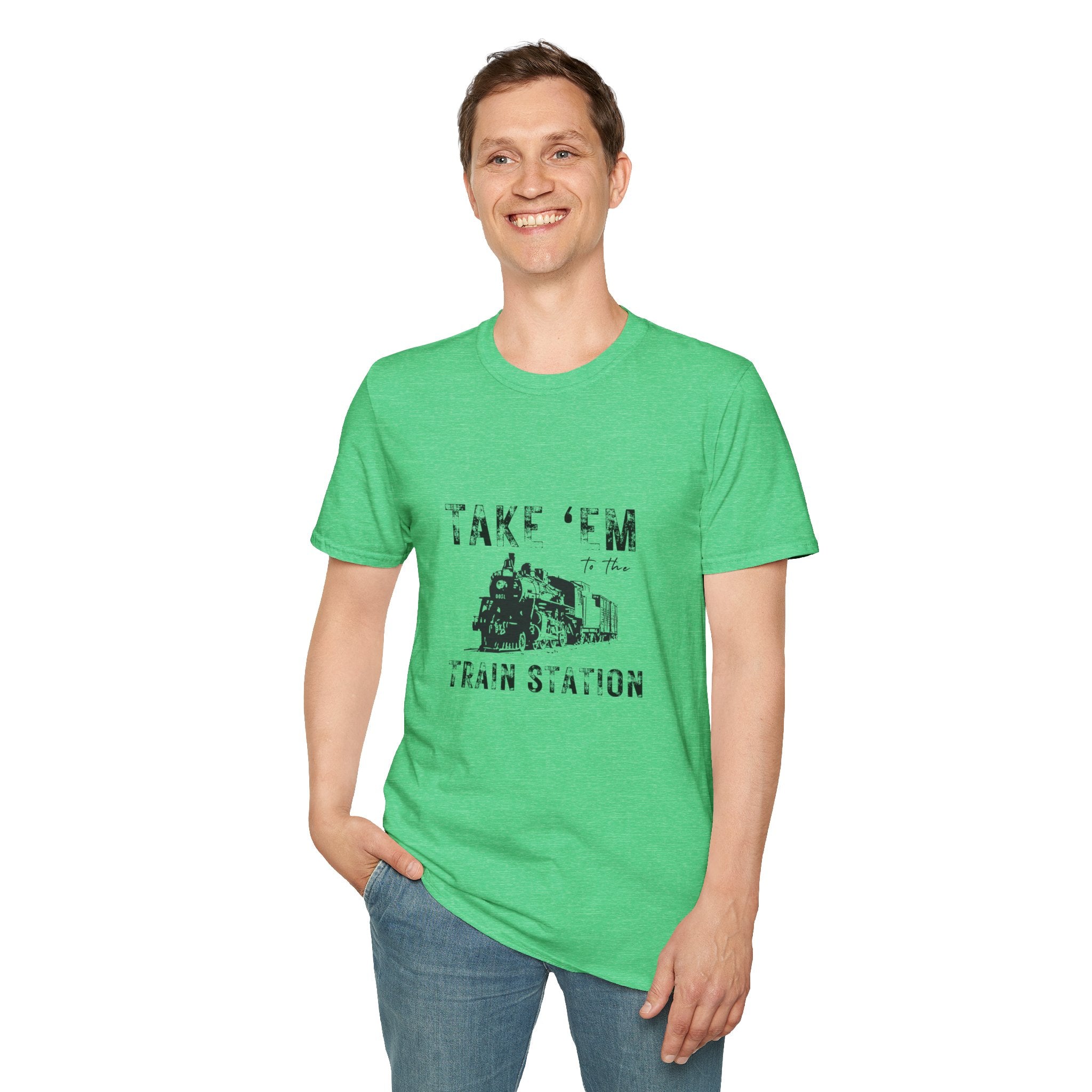 Take 'Em to the Train Station T-Shirt — Funny Sarcastic Gift Vintage Engine Graphic Tee