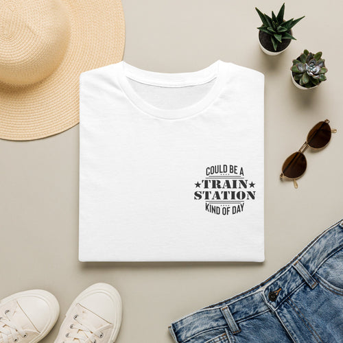 Could Be a Train Station Kind of Day T-Shirt — Funny Sarcastic Gift for Her Pocket Tee