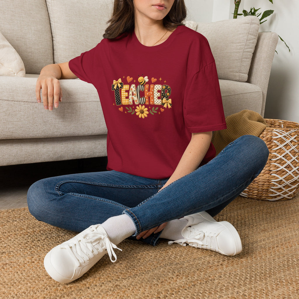 Teacher Floral Bee T-Shirt — Cute Back-to-School Gift for Teachers Graphic Tee
