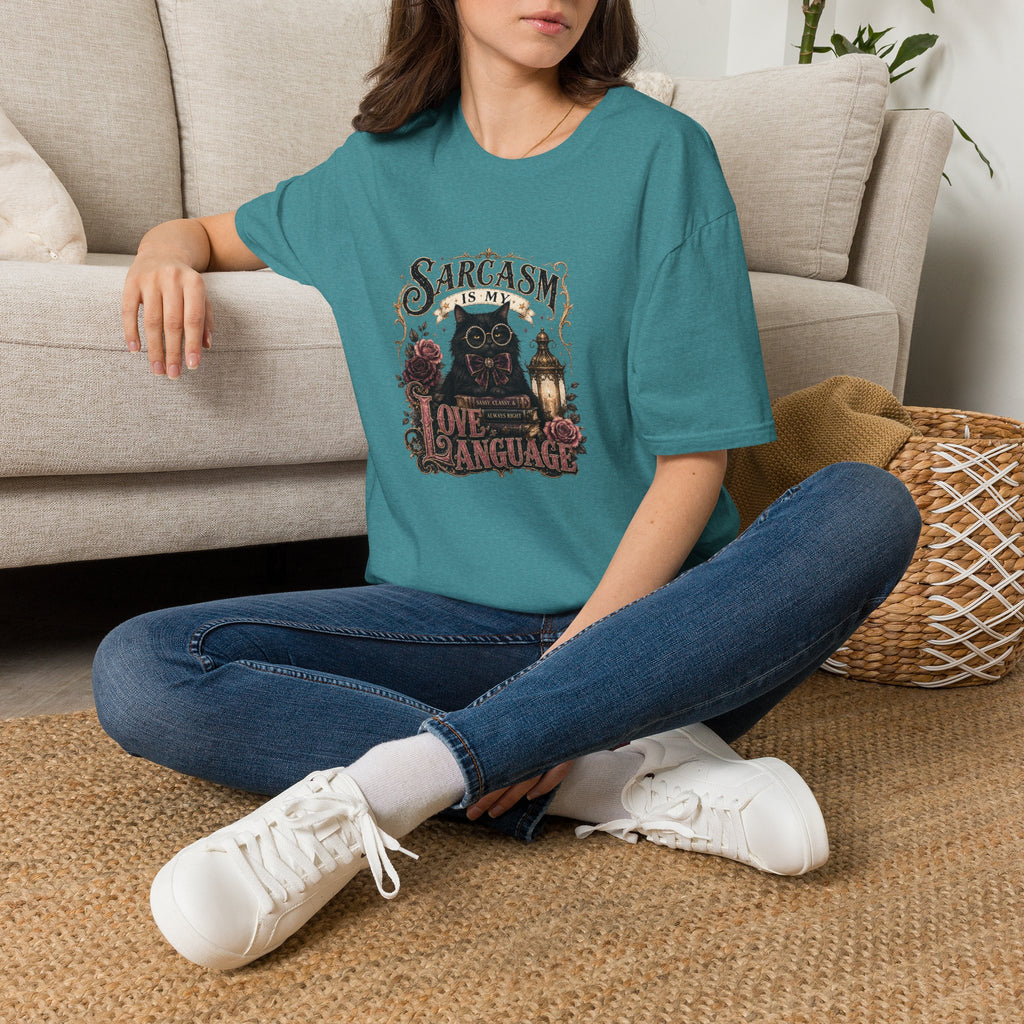 Sarcasm Is My Love Language Cat T-Shirt — Funny Gift for Her Vintage Graphic Tee
