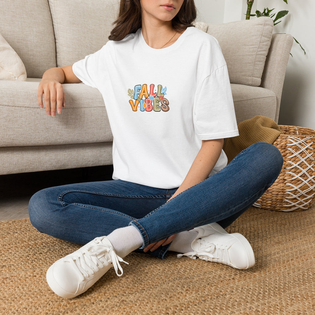Fall Vibes Colorful Autumn T-Shirt — Cute Fall Gift for Women Graphic Tee