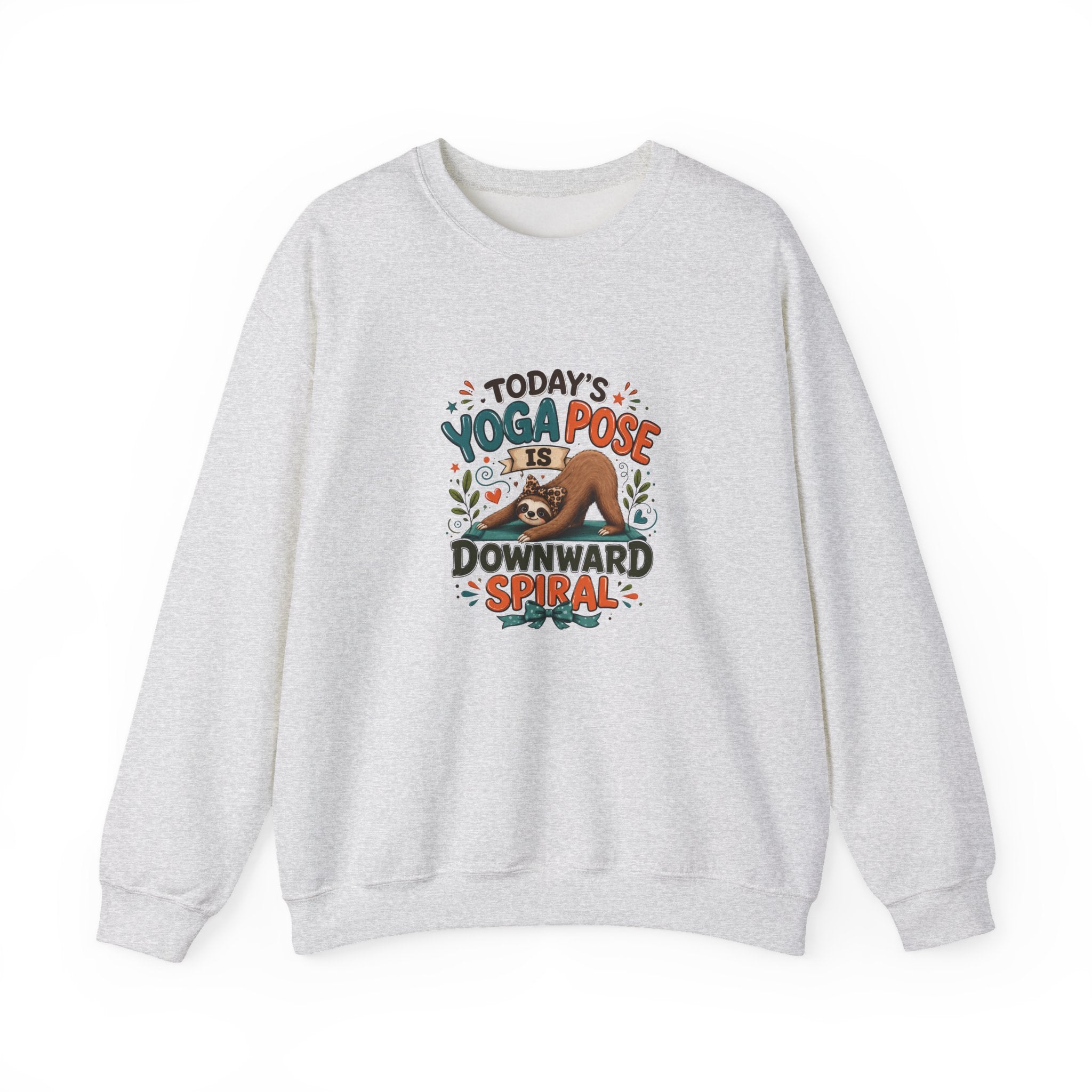 Downward Spiral Sloth Sweatshirt — Funny Lazy Gift for Her Yoga Pose Crewneck