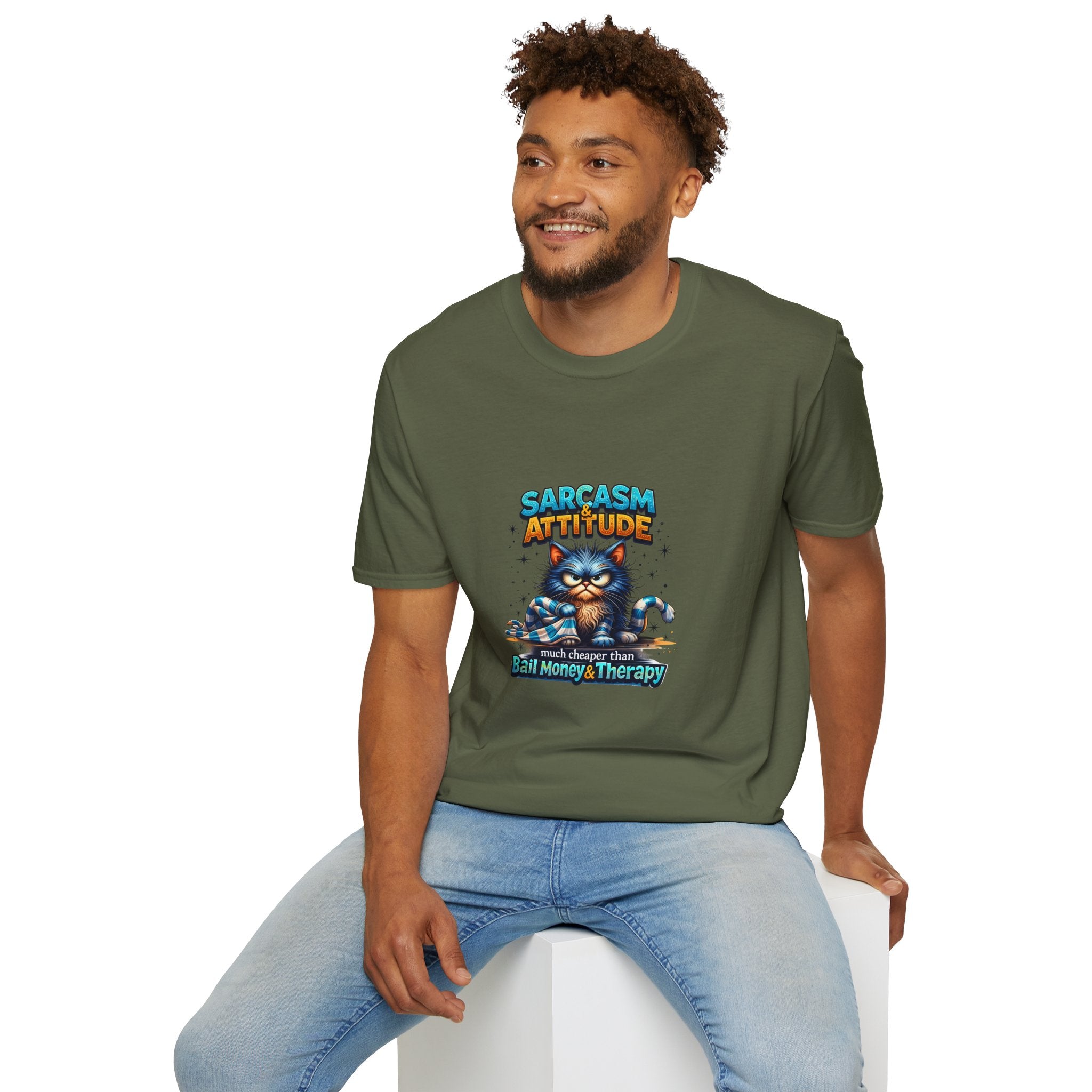 Sarcasm & Attitude Grumpy Cat T-Shirt — Funny Sarcastic Gift for Her Graphic Tee