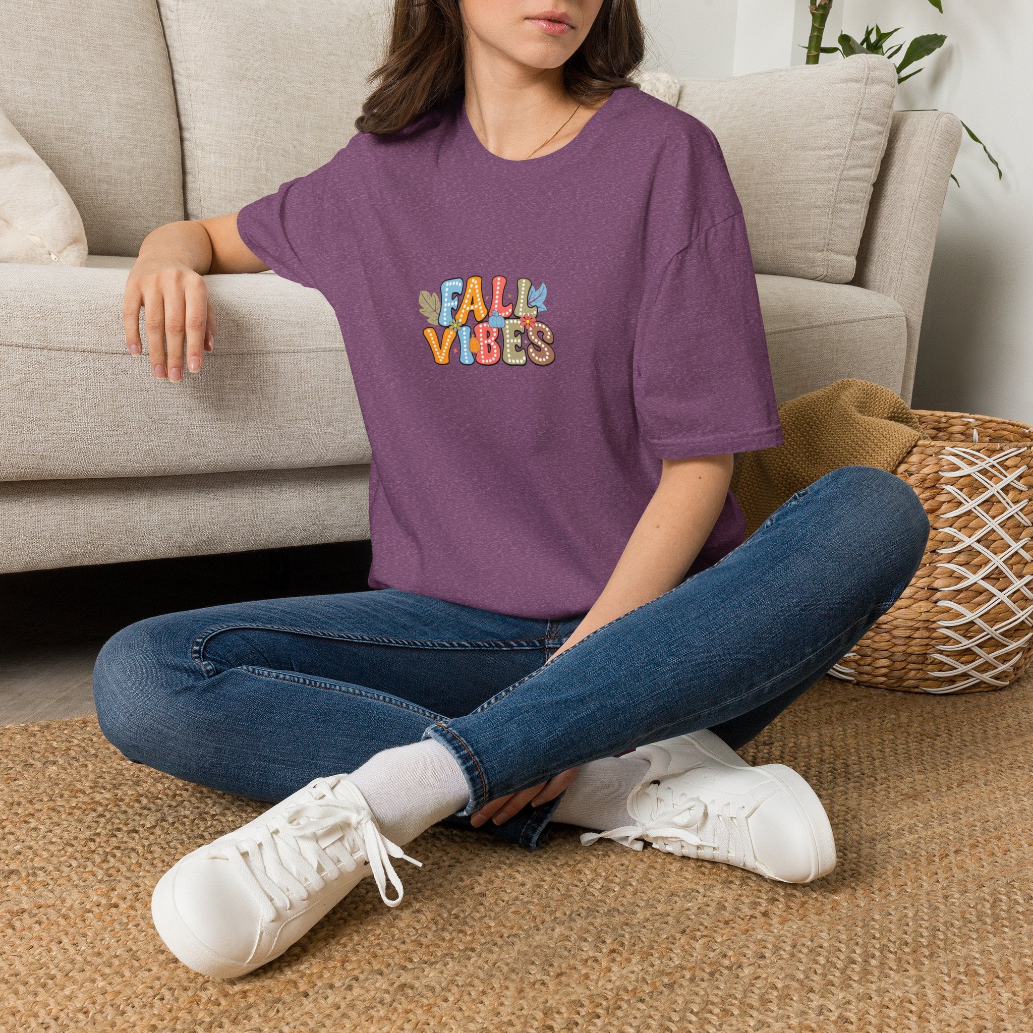 Fall Vibes Colorful Autumn T-Shirt — Cute Fall Gift for Women Graphic Tee