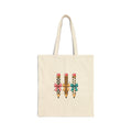 Canvas Tote Bag — Cute Decorative Pencils with Bows | School Teacher Gift
