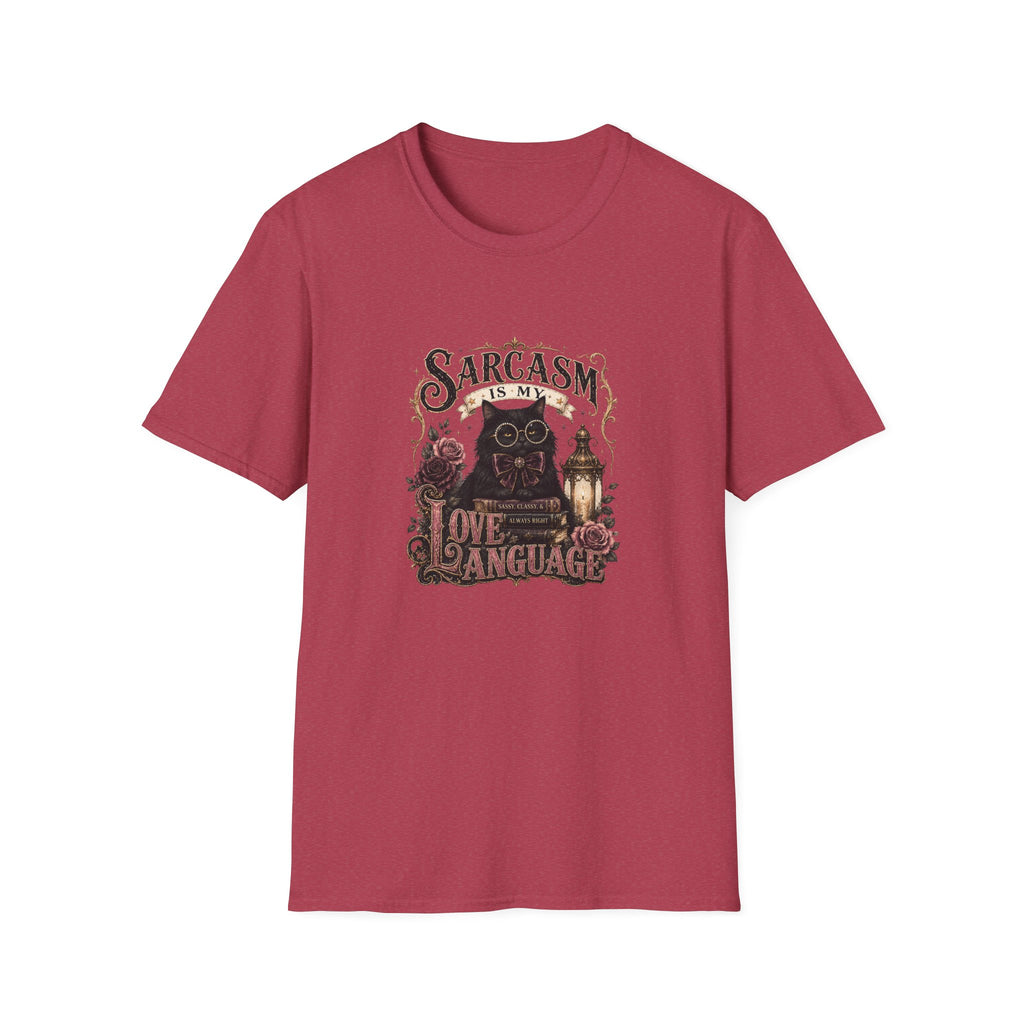 Sarcasm Is My Love Language Cat T-Shirt — Funny Gift for Her Vintage Graphic Tee