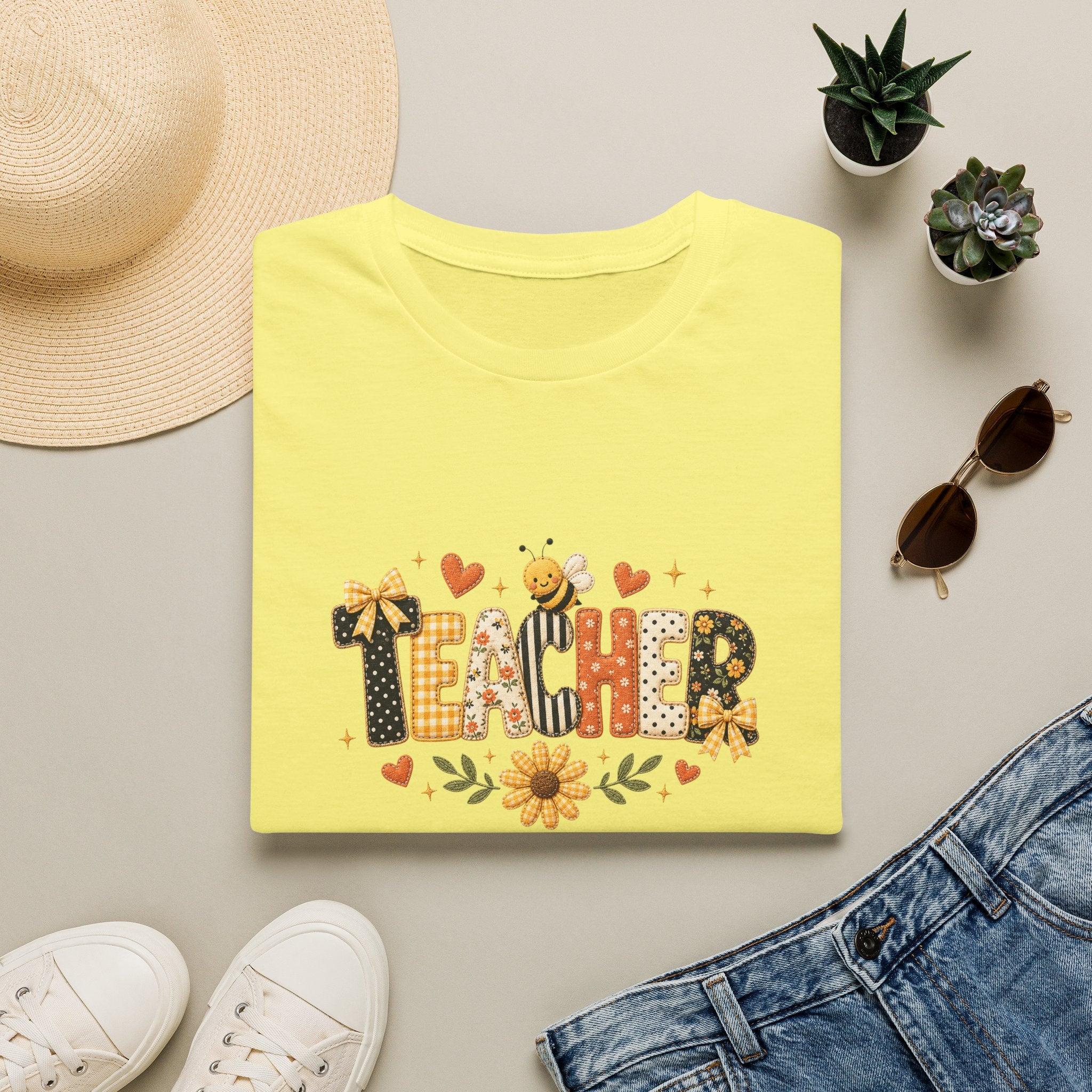 Teacher Floral Bee T-Shirt — Cute Back-to-School Gift for Teachers Graphic Tee