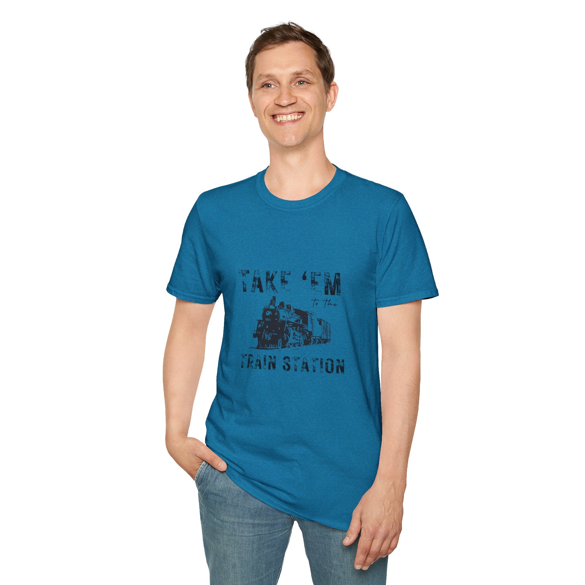 Take 'Em to the Train Station T-Shirt — Funny Sarcastic Gift Vintage Engine Graphic Tee