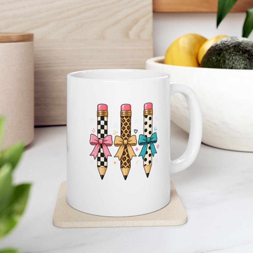 Cute Pencil Heart Mug — Back to School Teacher Gift Ceramic Coffee Cup