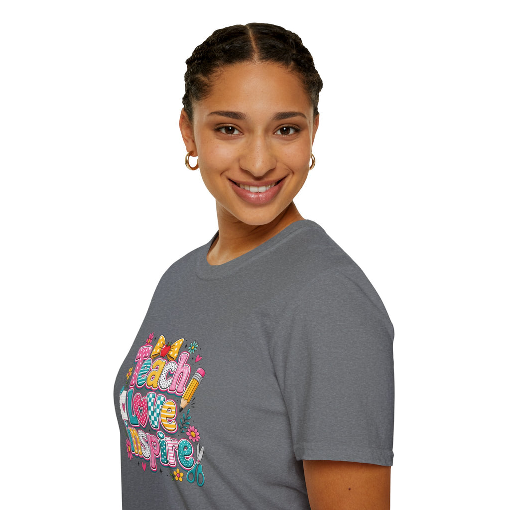 Teach Love Inspire T-Shirt — Cute Colorful Teacher Gift School Appreciation Tee