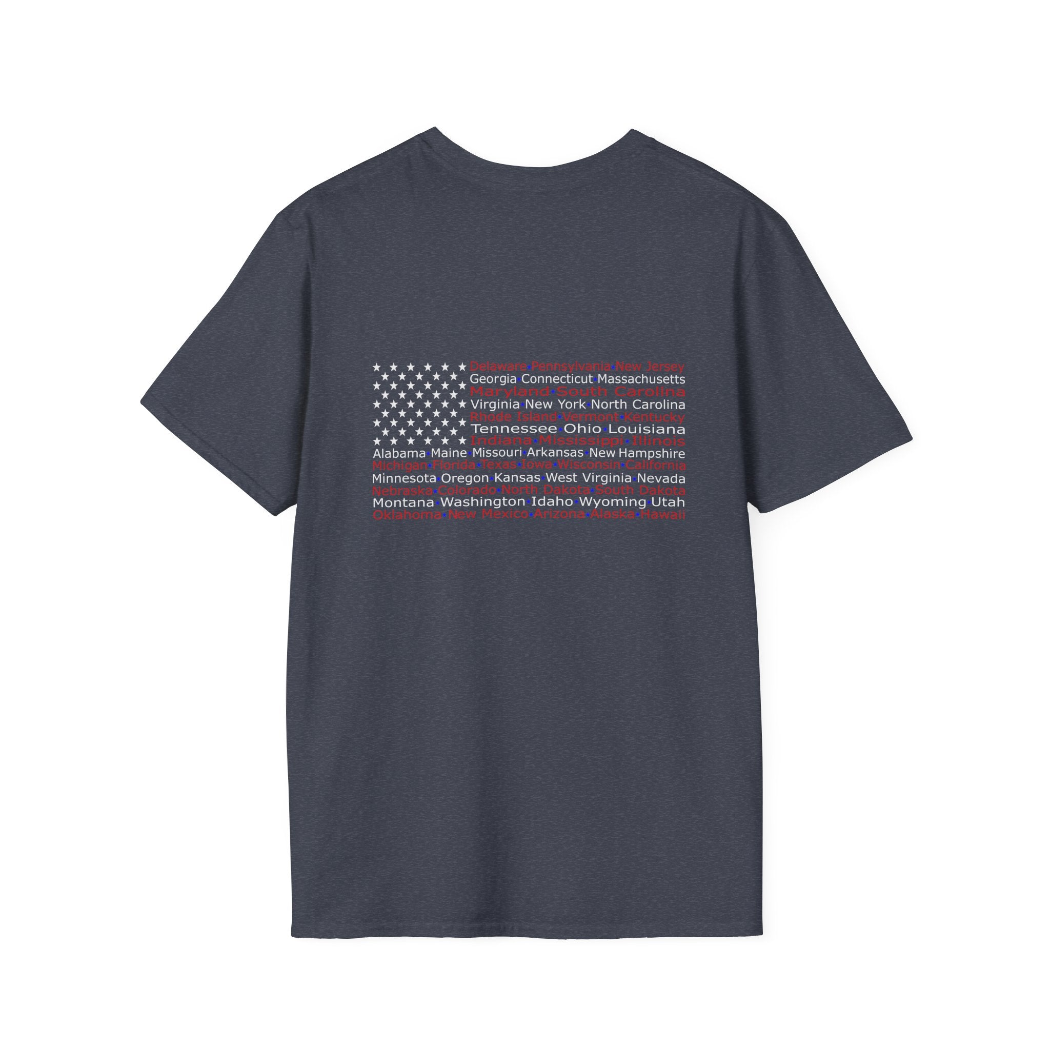 United American Flag T-Shirt — Patriotic Gift for Him Red Chest Graphic Tee