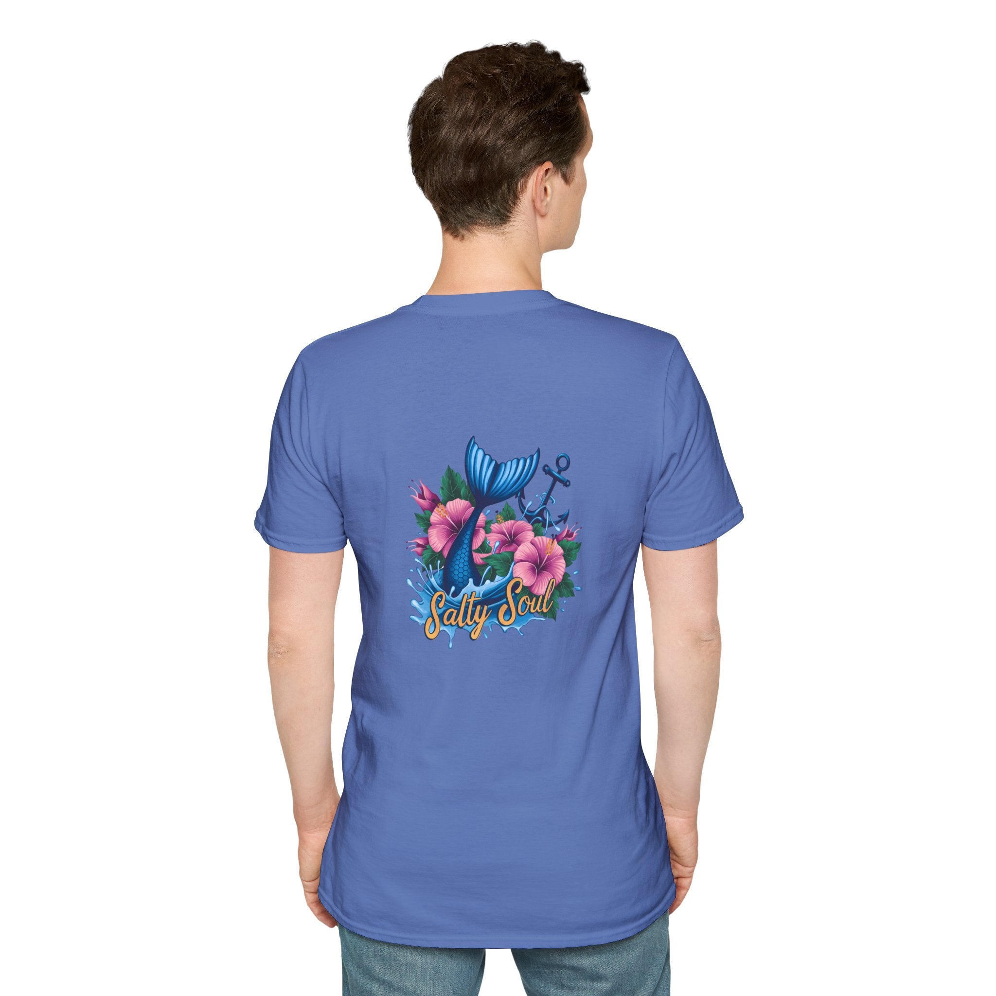 Salty Soul Mermaid Anchor Floral T-Shirt — Cute Beach Gift for Women Nautical Tee