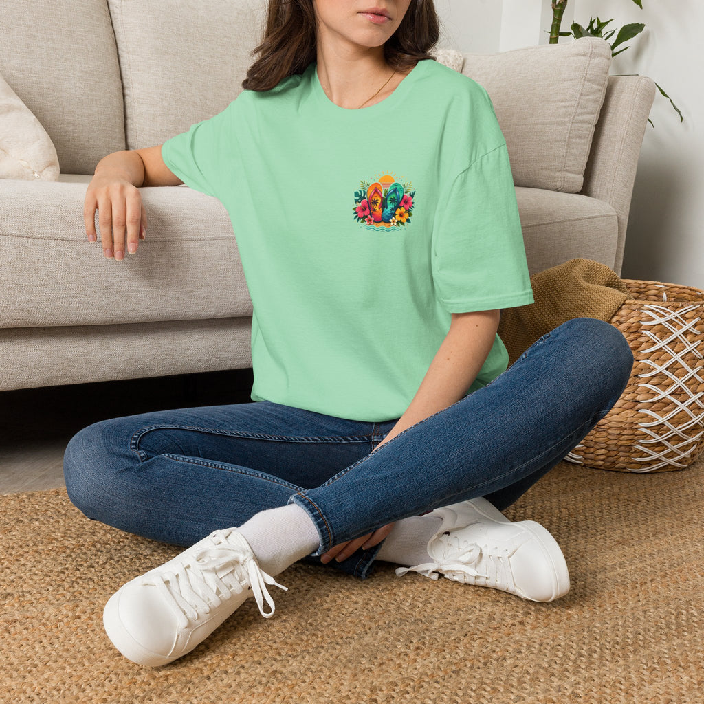 Floral Surf Chest Print T-Shirt — Cute Beach Gift for Women Graphic Tee