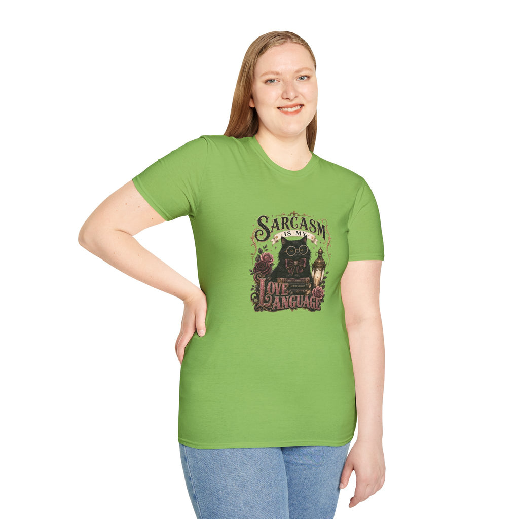 Sarcasm Is My Love Language Cat T-Shirt — Funny Gift for Her Vintage Graphic Tee