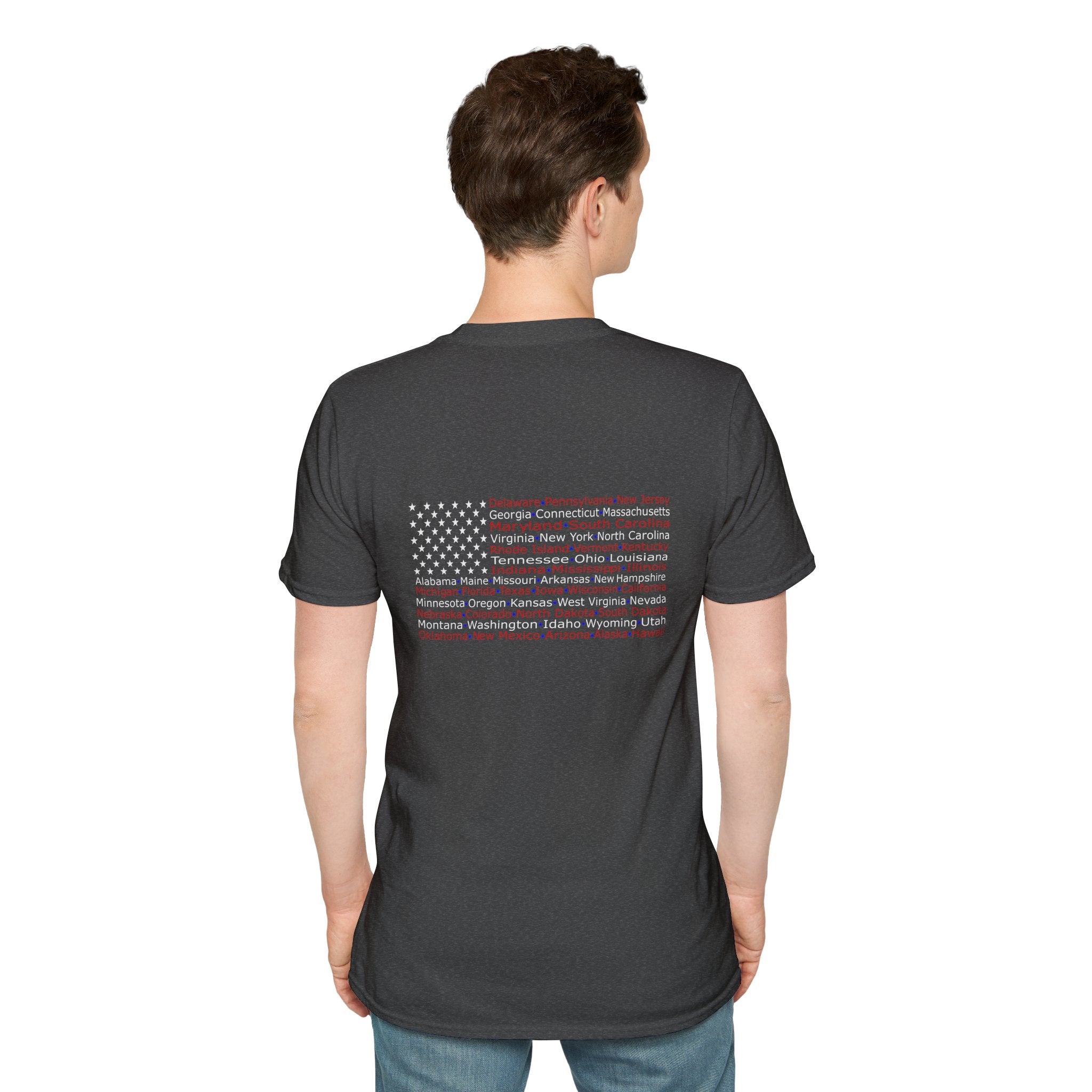 United American Flag T-Shirt — Patriotic Gift for Him Red Chest Graphic Tee