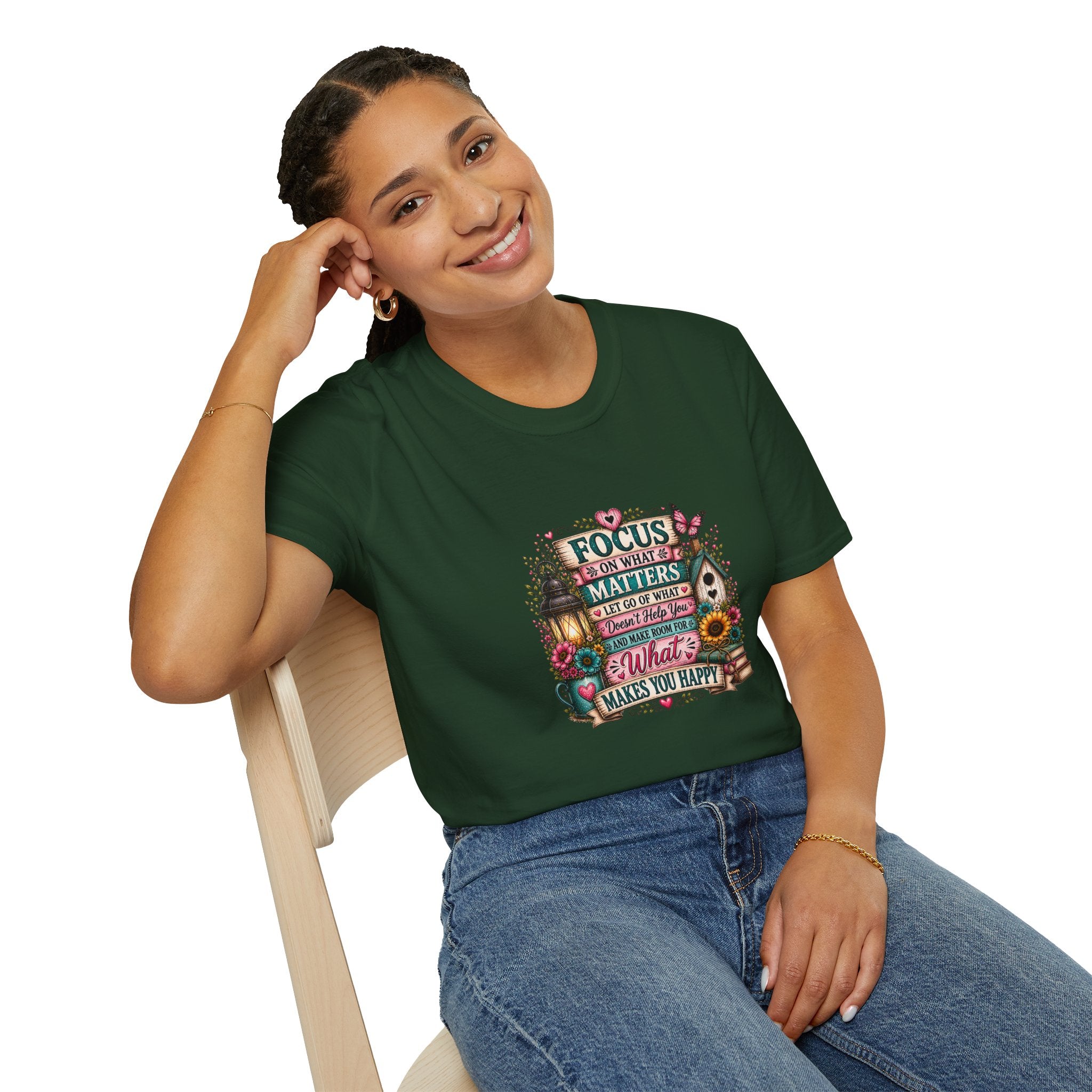 Focus on What Matters Floral T-Shirt — Inspirational Motivational Gift for Women Tee