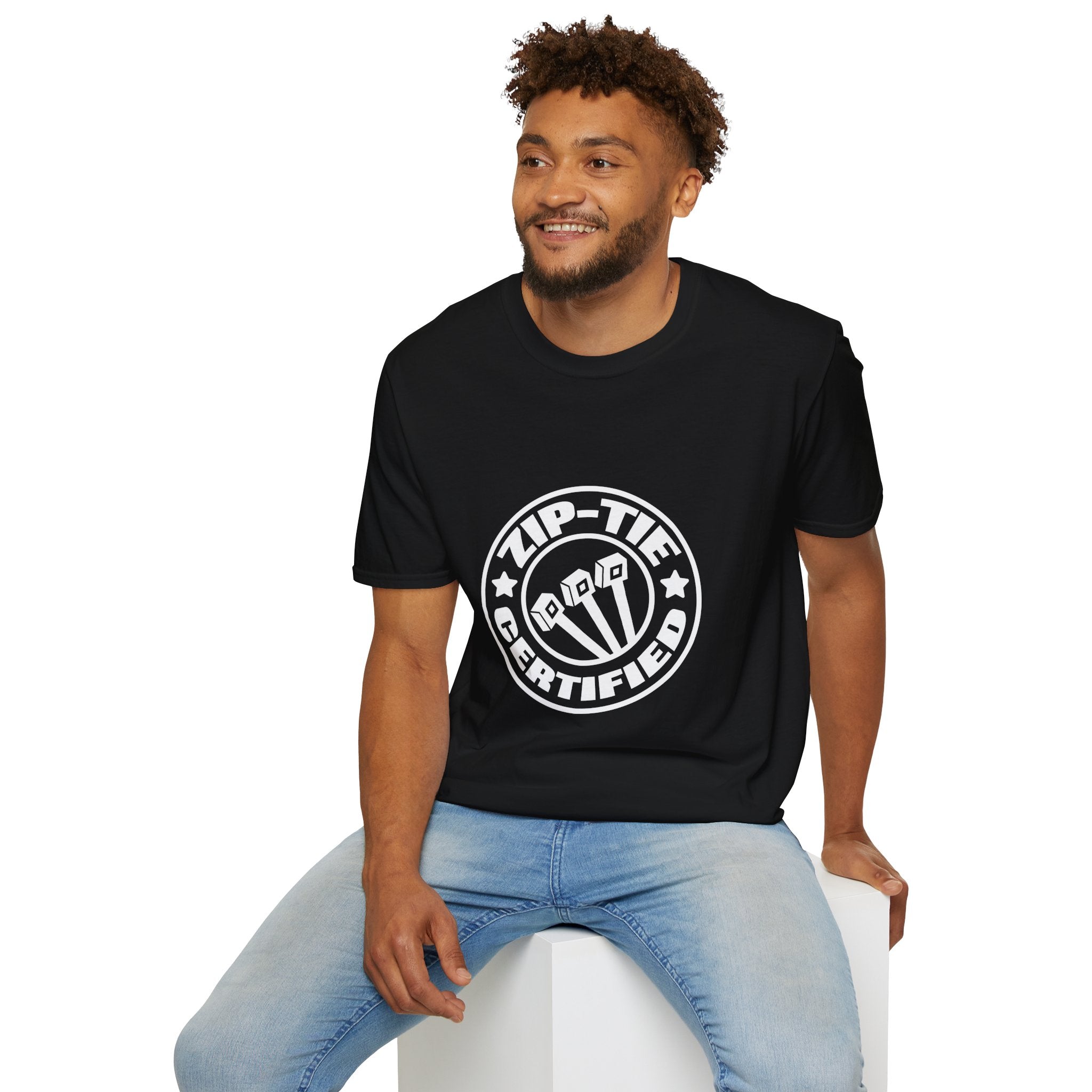 Zip-Tie Certified T-Shirt — Funny Handyman Gift for Him Bold Graphic Tee