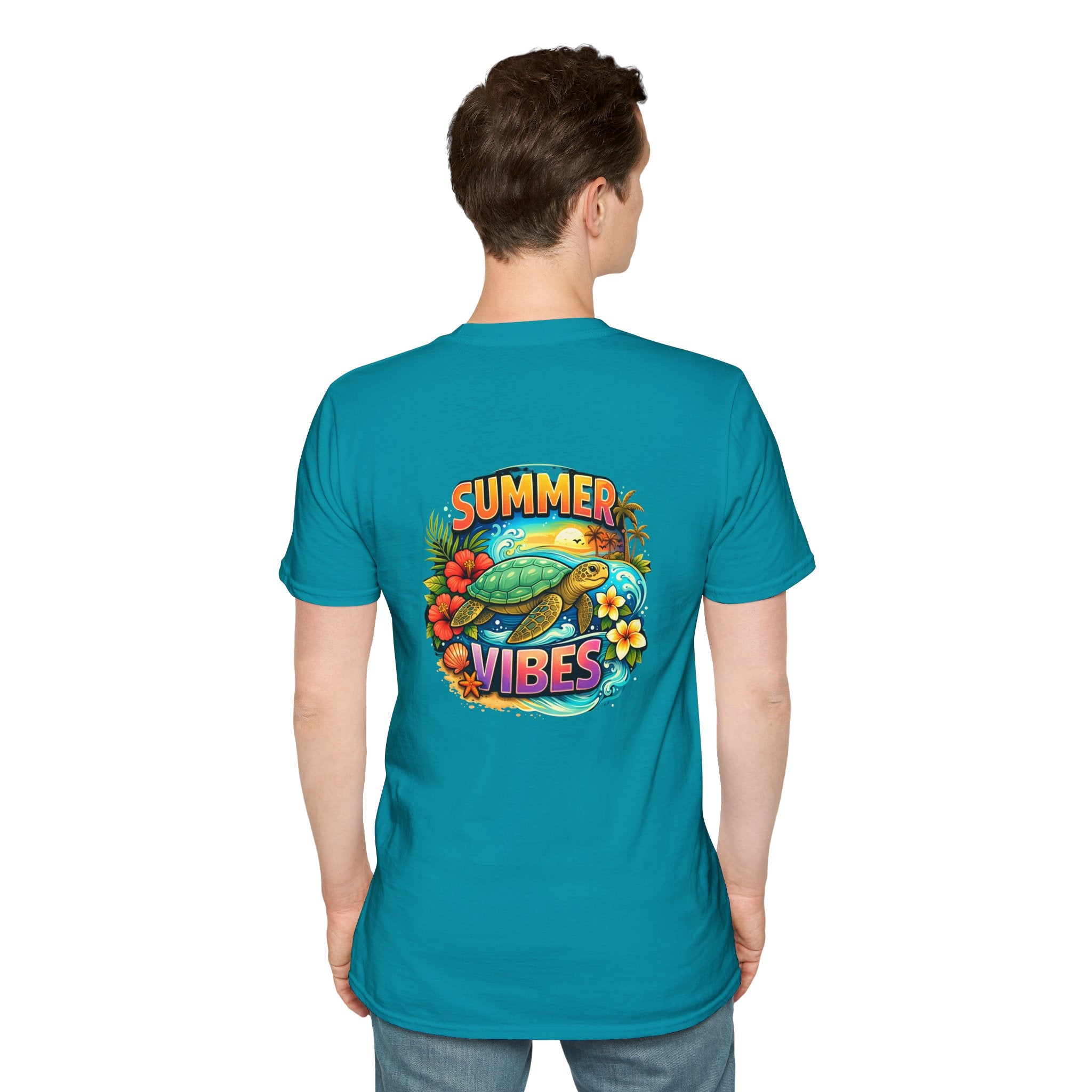Summer Vibes Sea Turtle T-Shirt — Cute Beach Gift for Women Surf Floral Graphic Tee