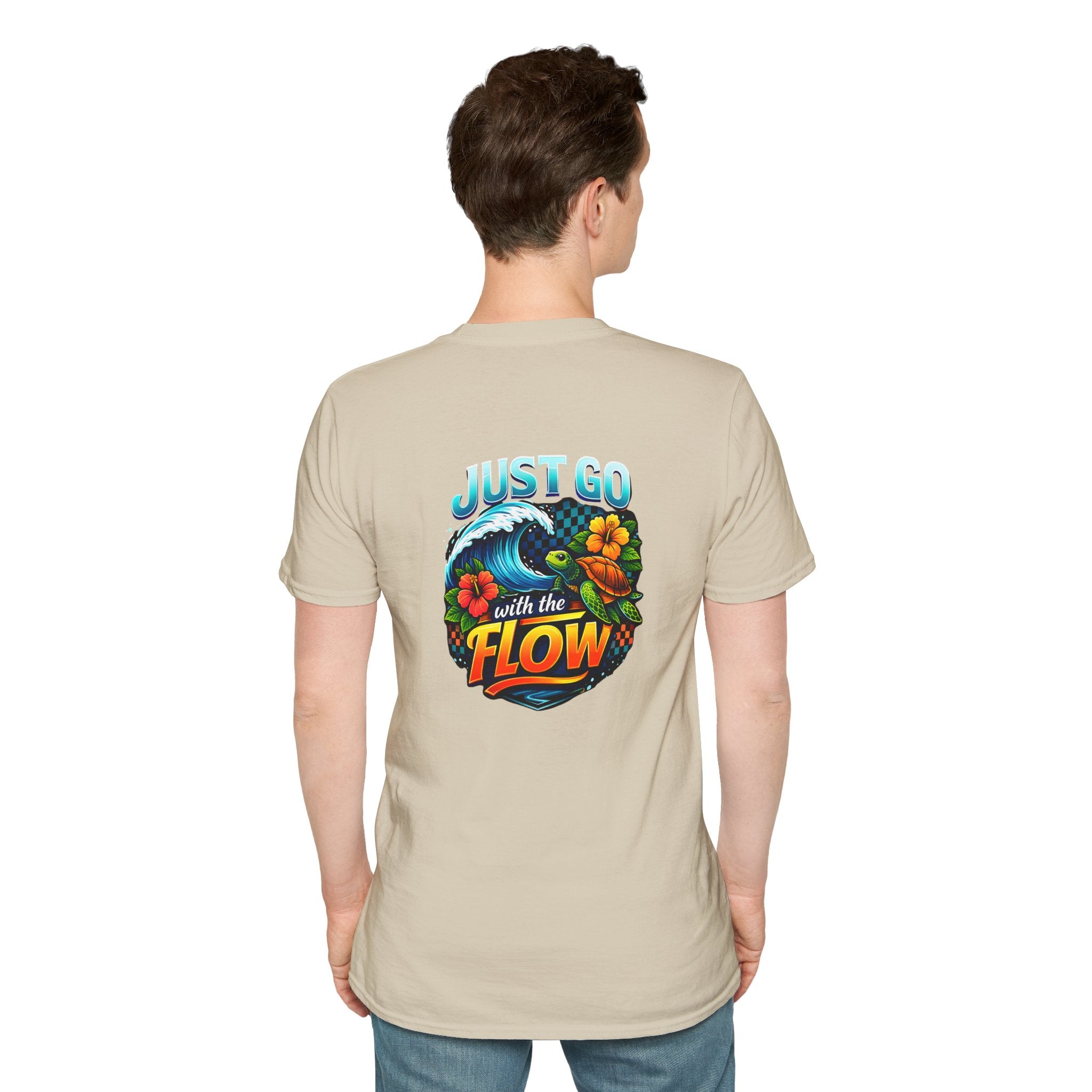 Go With the Flow Sea Turtle T-Shirt — Cute Beach Gift for Women Ocean Floral Tee