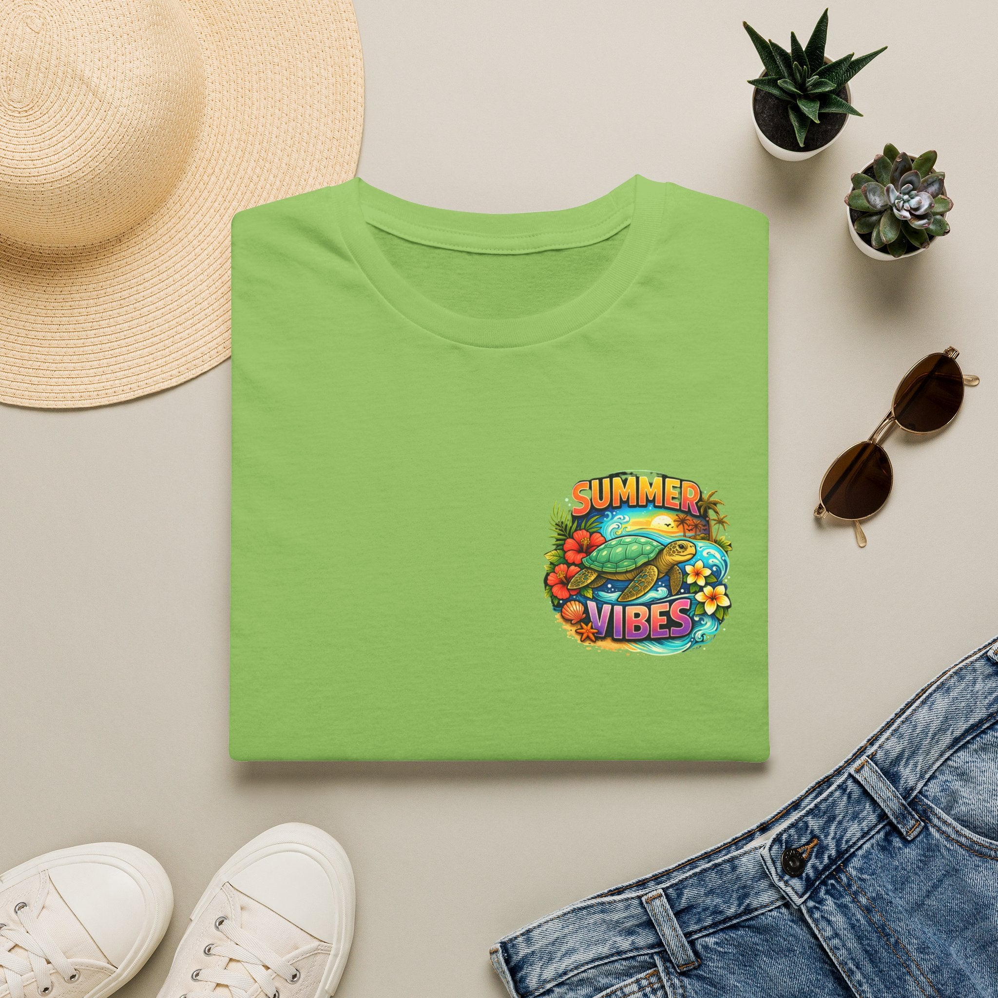 Summer Vibes Sea Turtle T-Shirt — Cute Beach Gift for Women Surf Floral Graphic Tee