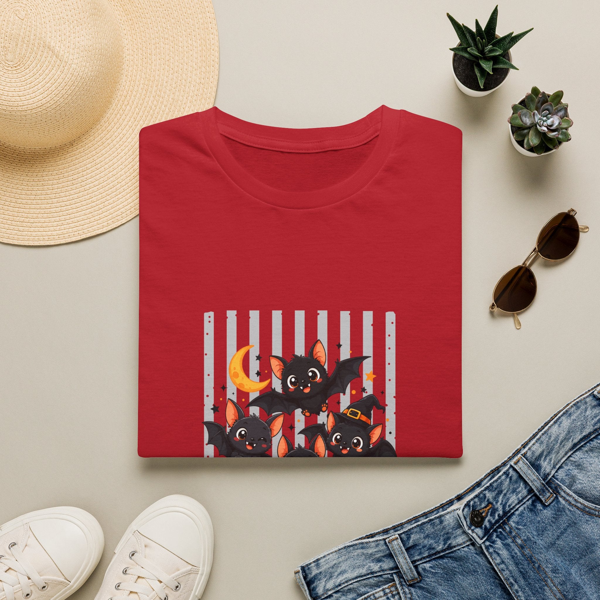 Halloween Bats Pumpkin Moon T-Shirt — Cute Spooky Gift for Women Graphic Tee
