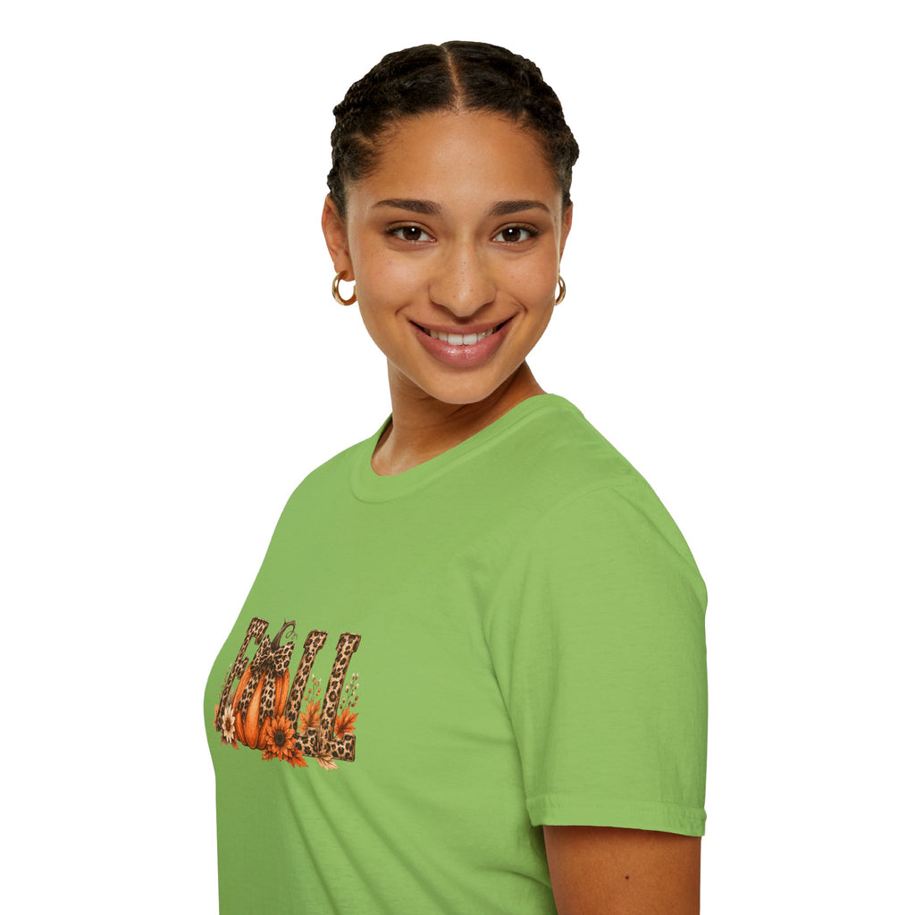 Fall Leopard Pumpkin T-Shirt — Cute Autumn Gift for Women Floral Graphic Tee