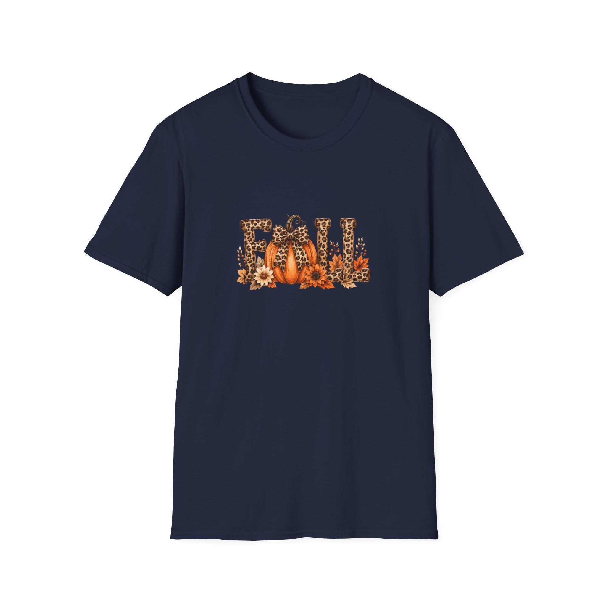 Fall Leopard Pumpkin T-Shirt — Cute Autumn Gift for Women Floral Graphic Tee