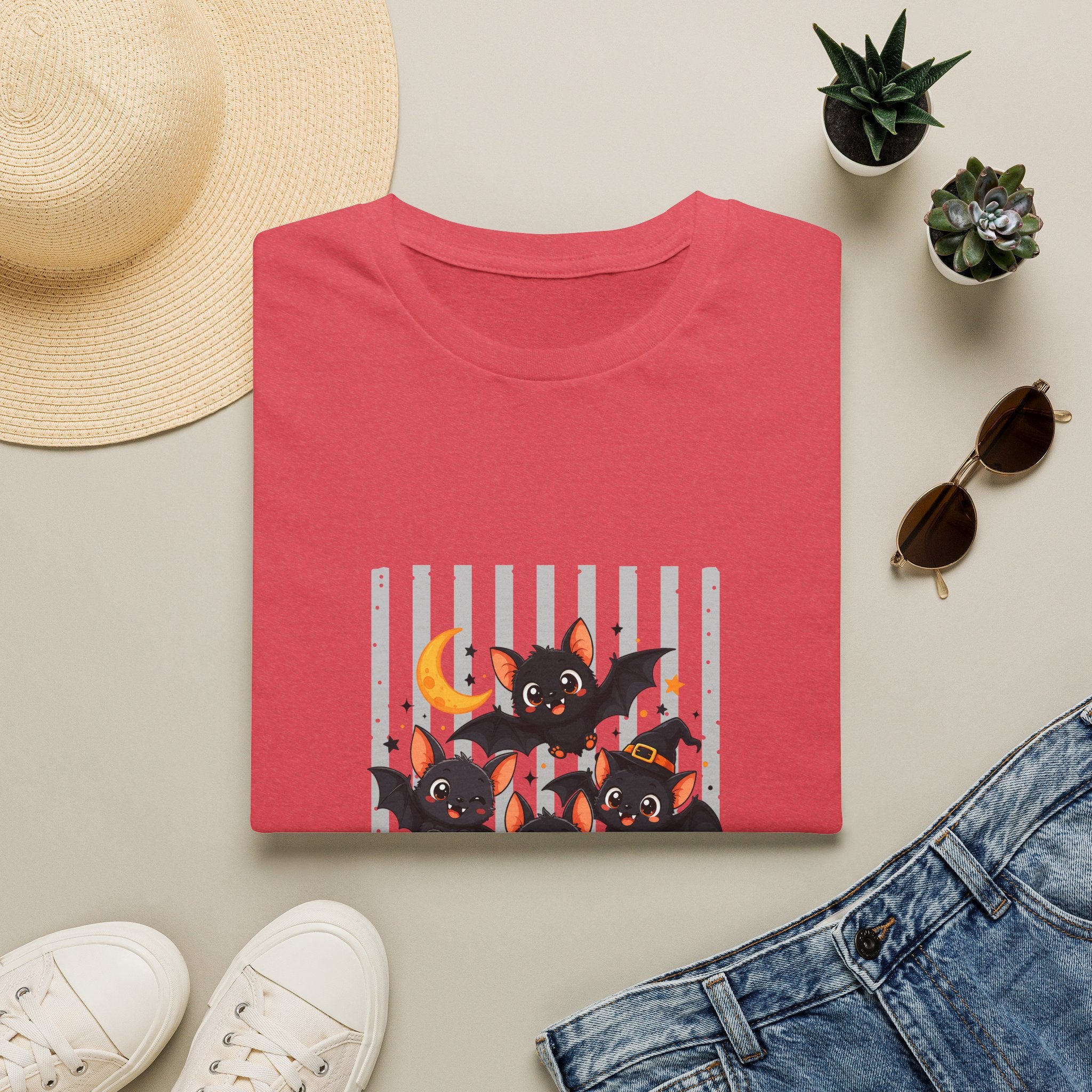 Halloween Bats Pumpkin Moon T-Shirt — Cute Spooky Gift for Women Graphic Tee