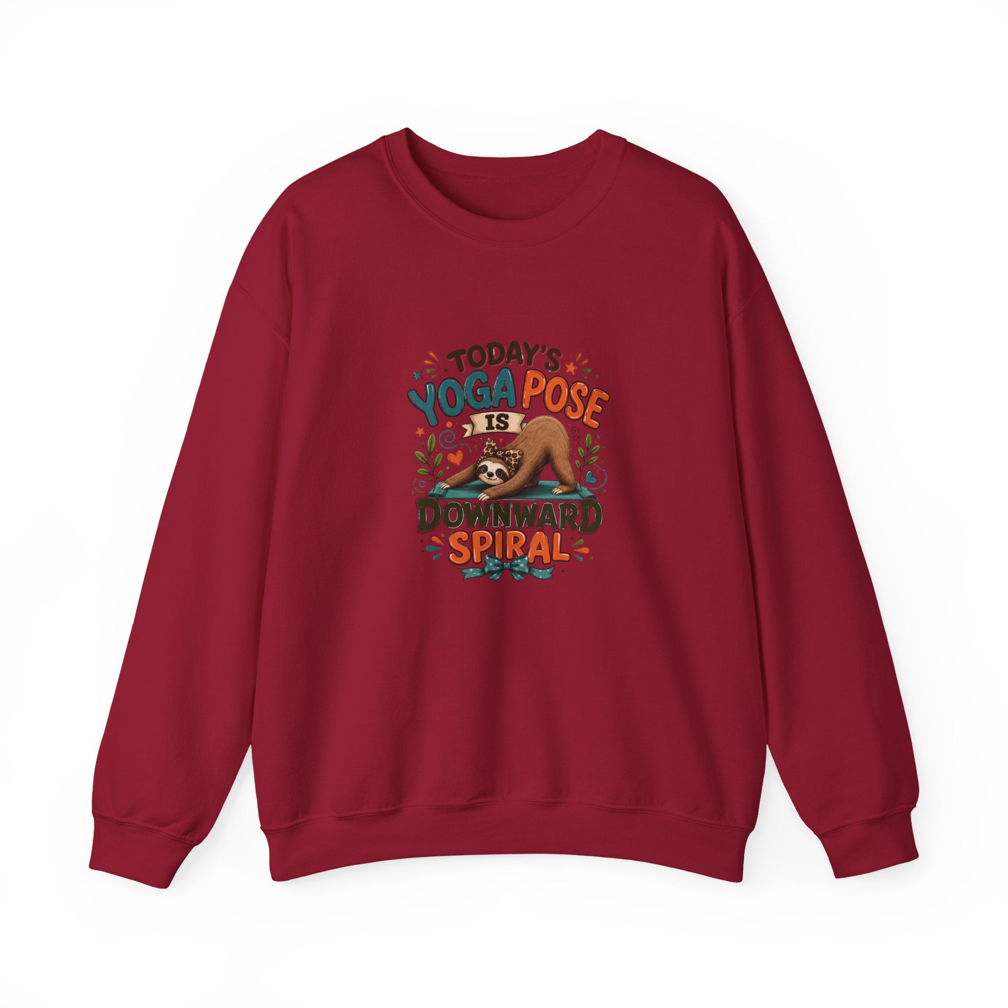 Downward Spiral Sloth Sweatshirt — Funny Lazy Gift for Her Yoga Pose Crewneck