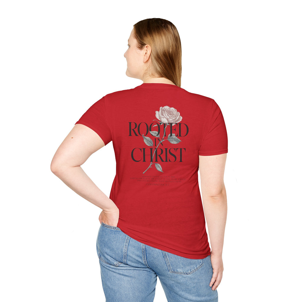 Rooted in Christ Floral T-Shirt — Christian Gift for Women Faith Graphic Tee
