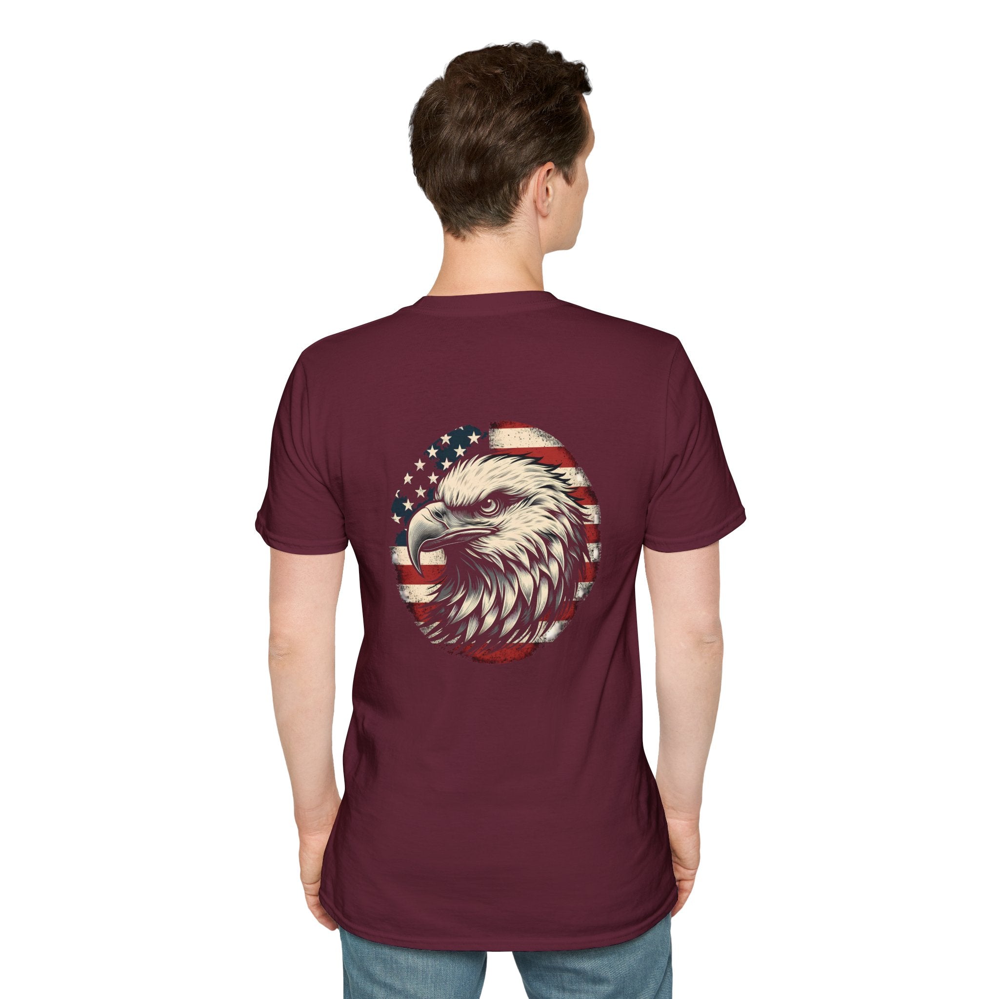 Patriotic Bald Eagle T-Shirt — American Flag Gift for Him Fourth of July Graphic Tee