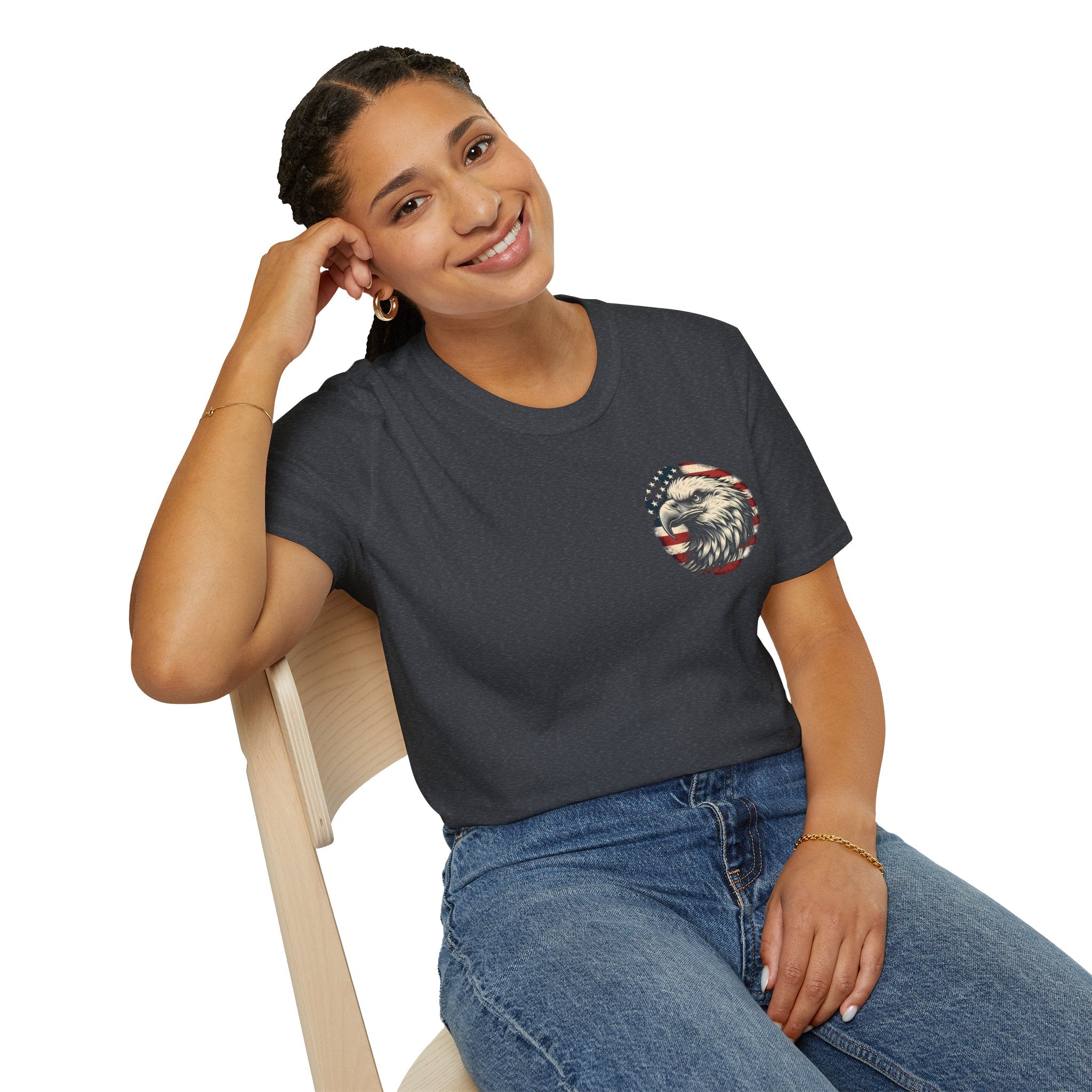 Patriotic Bald Eagle T-Shirt — American Flag Gift for Him Fourth of July Graphic Tee